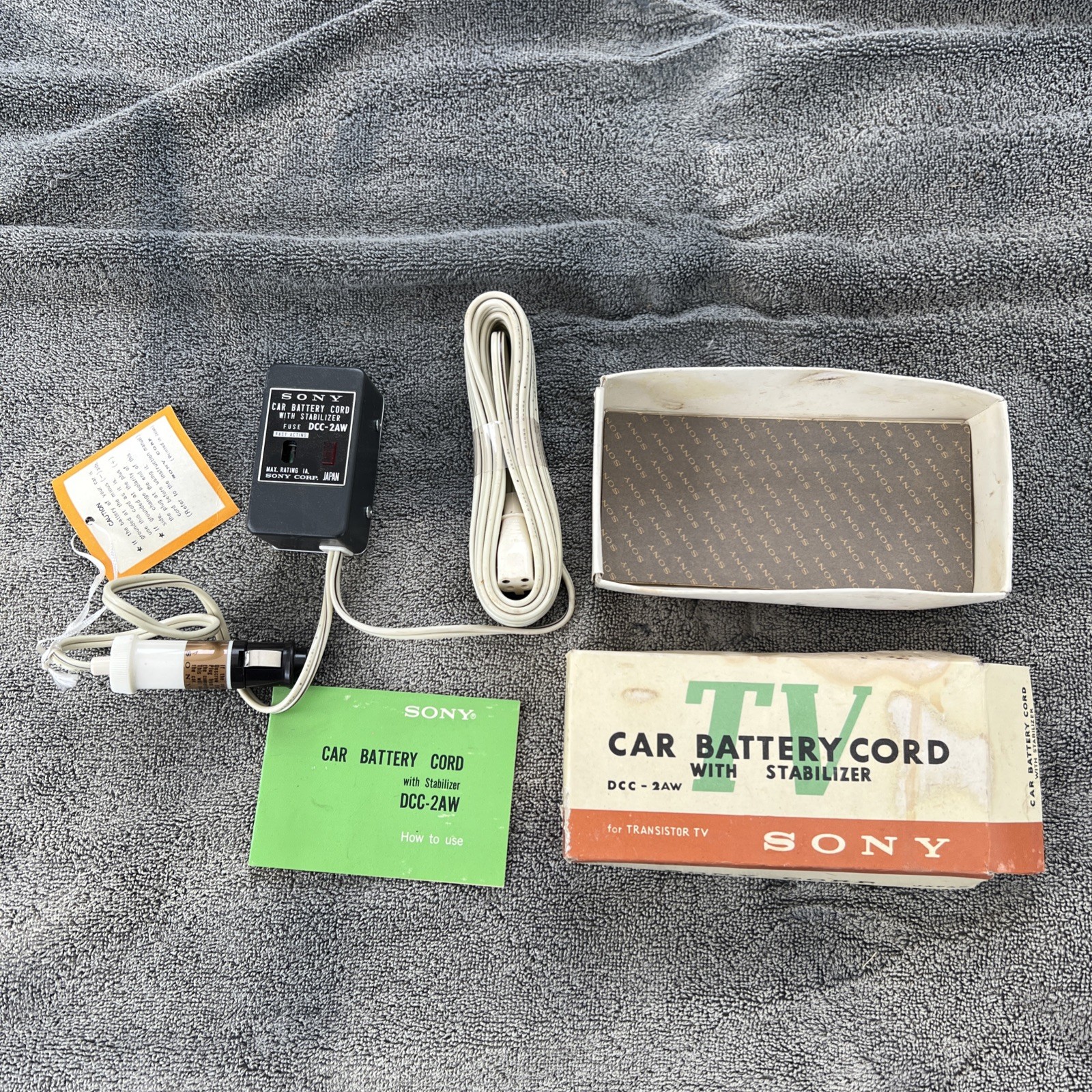 Vintage Sony Car Battery Cord w Stabilizer for Transistor TV, DCC-2A,