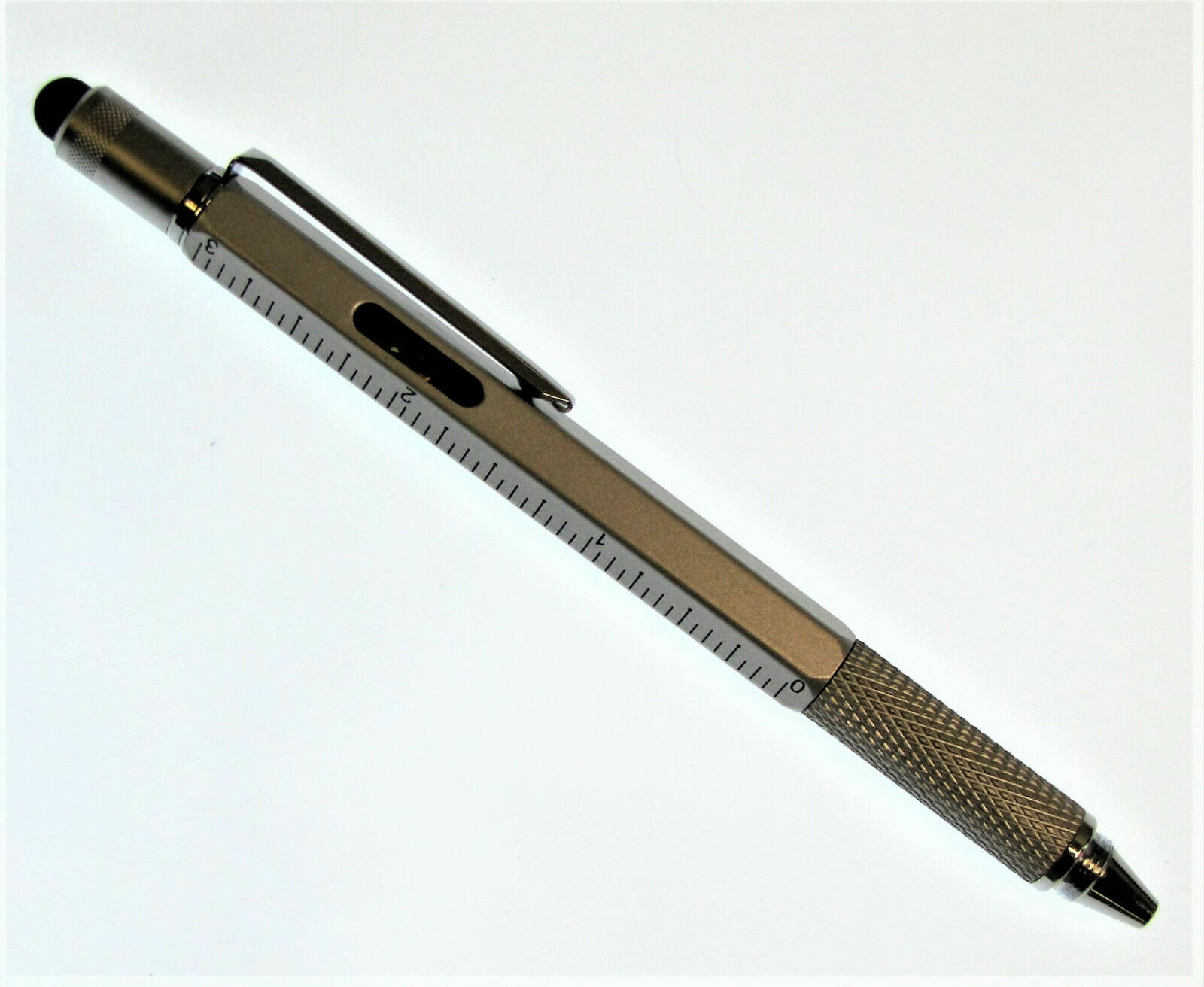 Pocket Pen Screw Driver Stylus Bubble Level Ruler Multi-Tool 6 in 1 Black