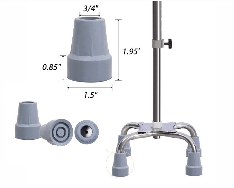NEW 3/4” Quad Cane Crutch Tips Heavy Duty (4-Pack) Gray