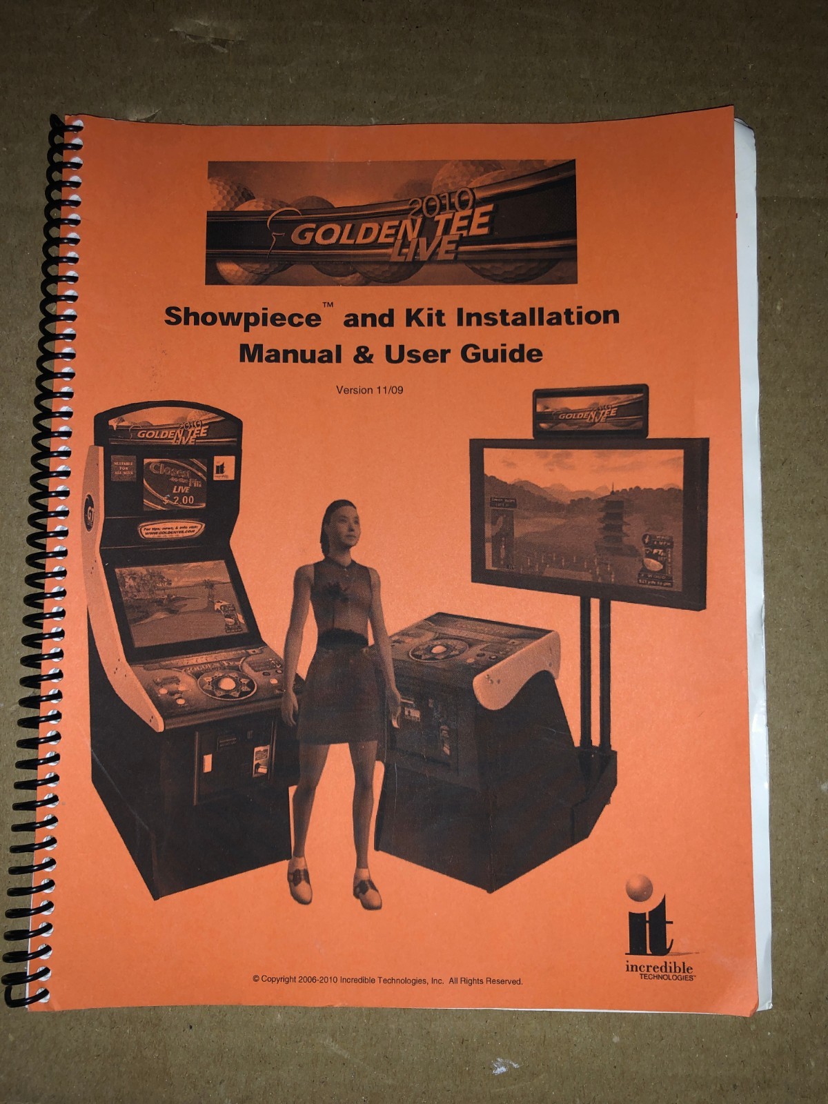INCREDIBLE TECHNOLOGIES GOLDEN TEE LIVE GOLF 2010 ARCADE MANUAL ORIGINAL