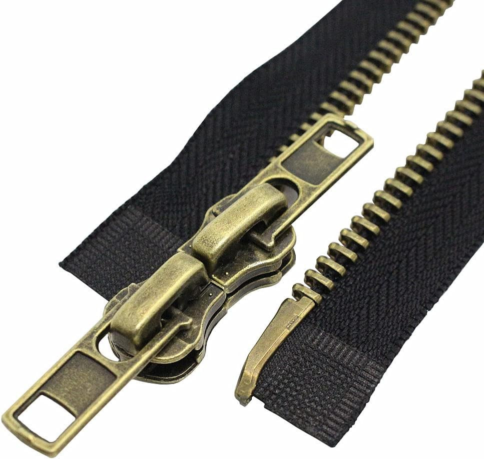 #8 30 Inch Antique Brass Two Way Separating Jacket Zipper Right Handed Zipper He