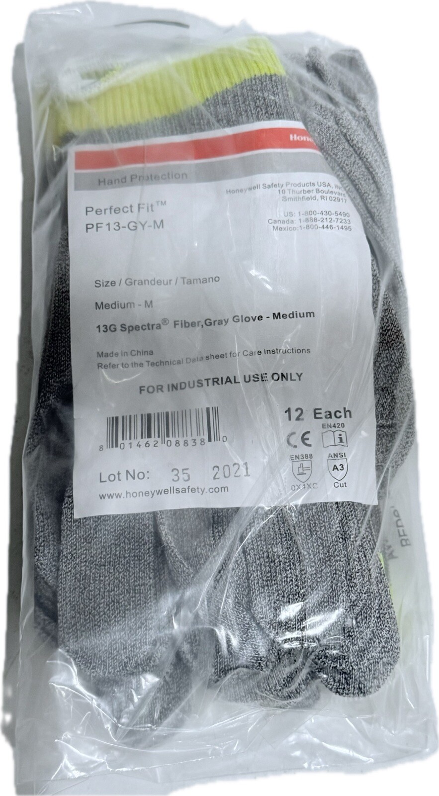 12 Pr Honeywell A3 Cut Resistant Gloves Ambidextrous Food Grade Sz Medium