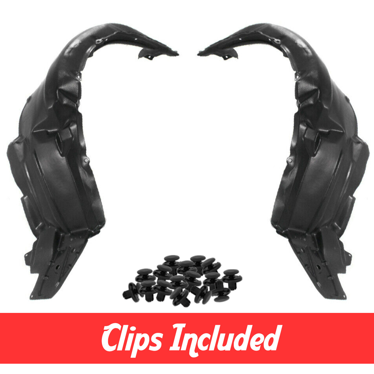 Front Driver & Passenger Side Fender Liner Set w/ Clips For 2011-2013 Scion tC