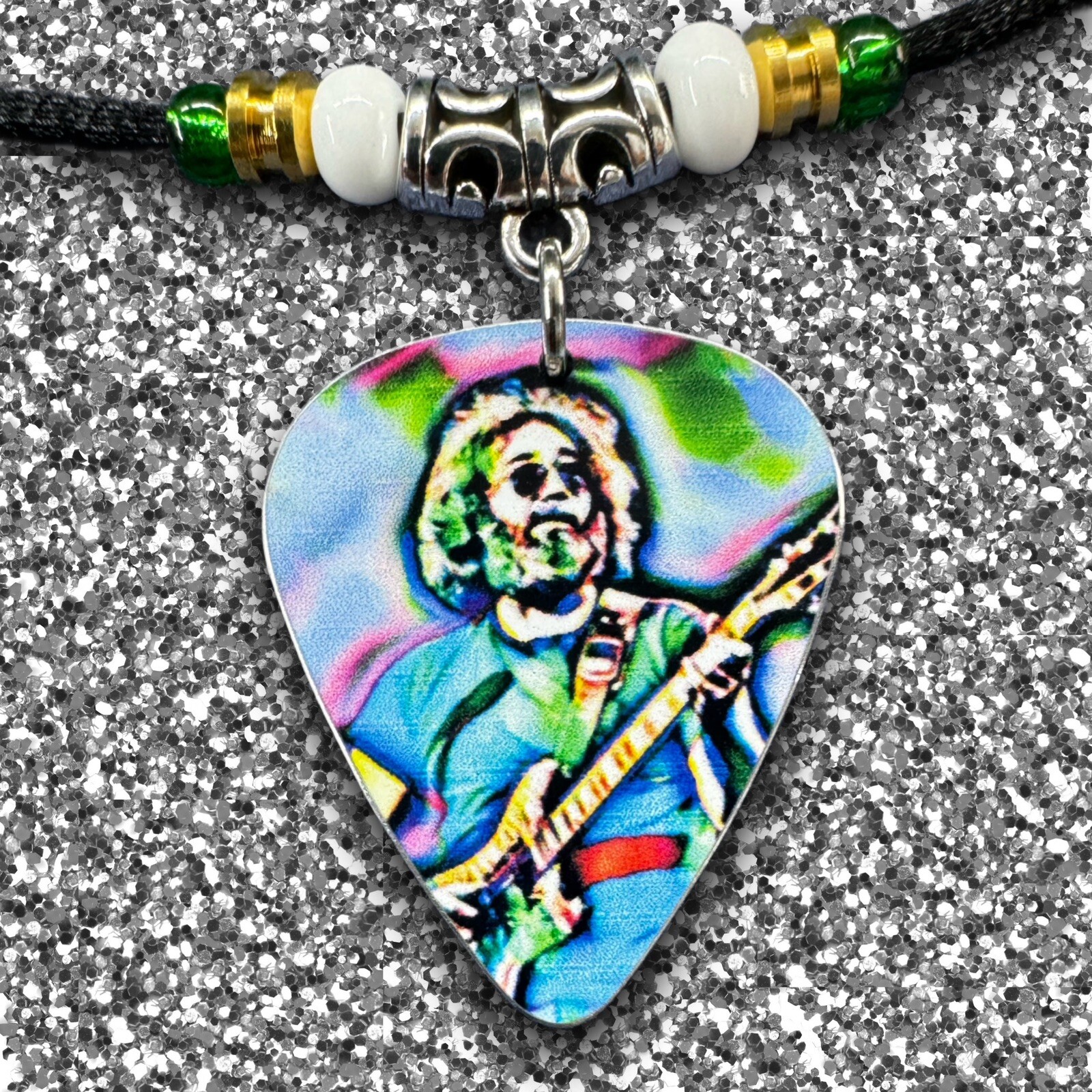 Jerry Garcia Tribute Aluminum Guitar Pick Necklace