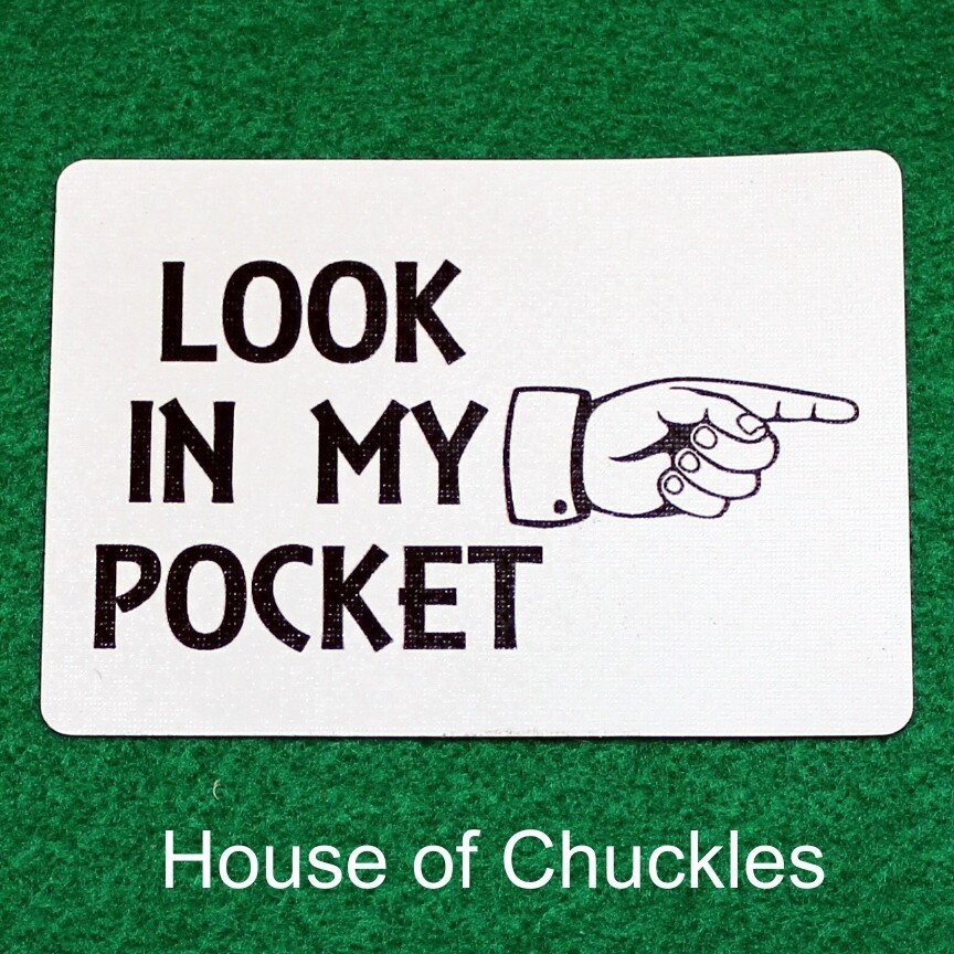Look In My Pocket, Pointing To The Right, Bicycle Printed Gaff Card, Blank