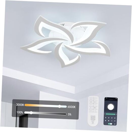 Dimmable Ceiling Light, White 5-Petals Flower Design White-5 Petal-Dimmable