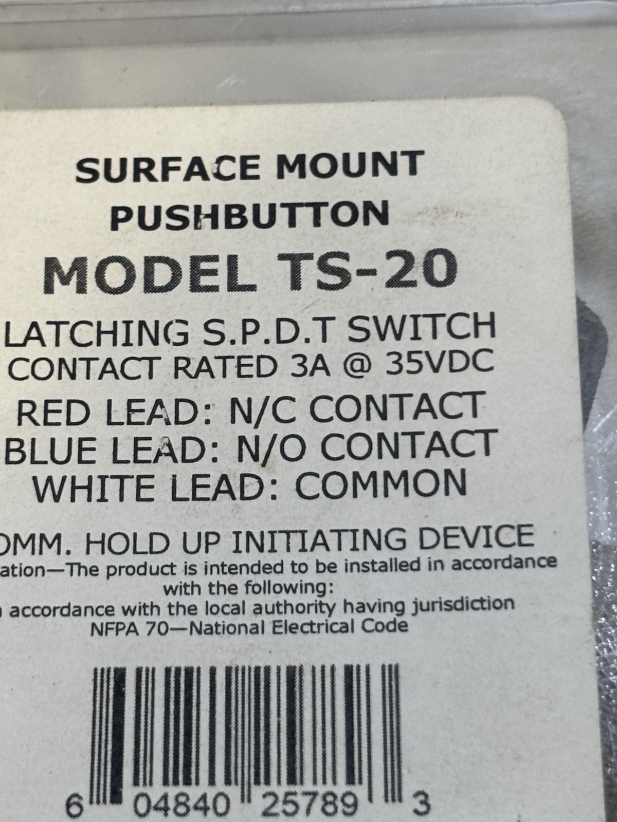 Alarm Controls Assa Abloy Surface Mount Box Latch SPDT 10C Wired Device TS-20