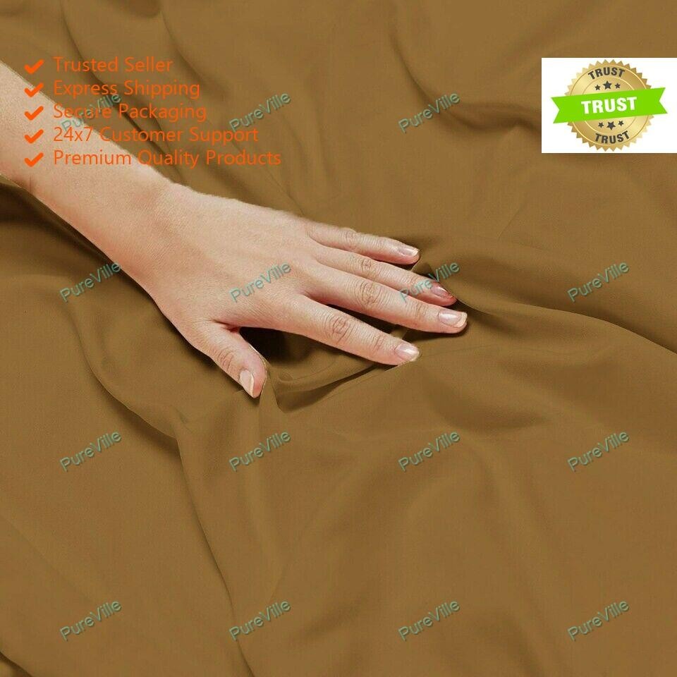 Bed Sheet Pillow Cover Set Beige 1800 Count Deep Pocket Microfiber