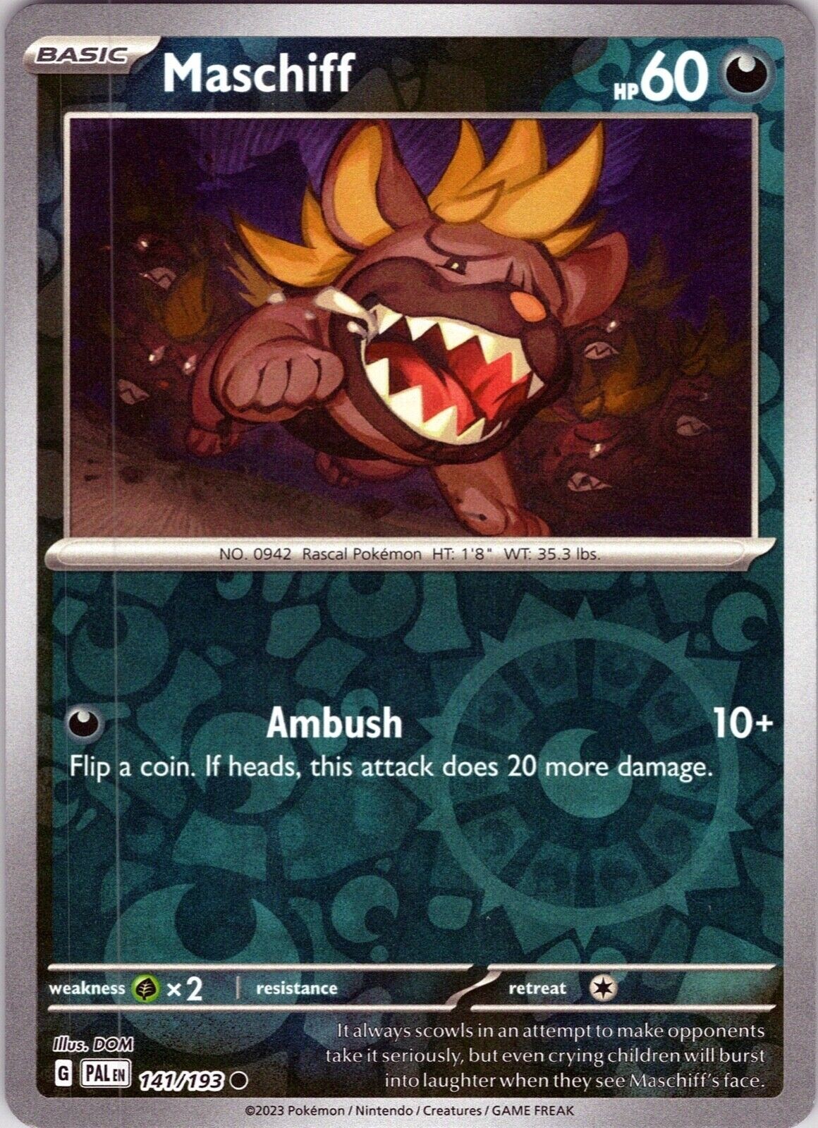 Pokemon - Maschiff 141/193 - Reverse Holo  - Paldea Evolved - NM/M
