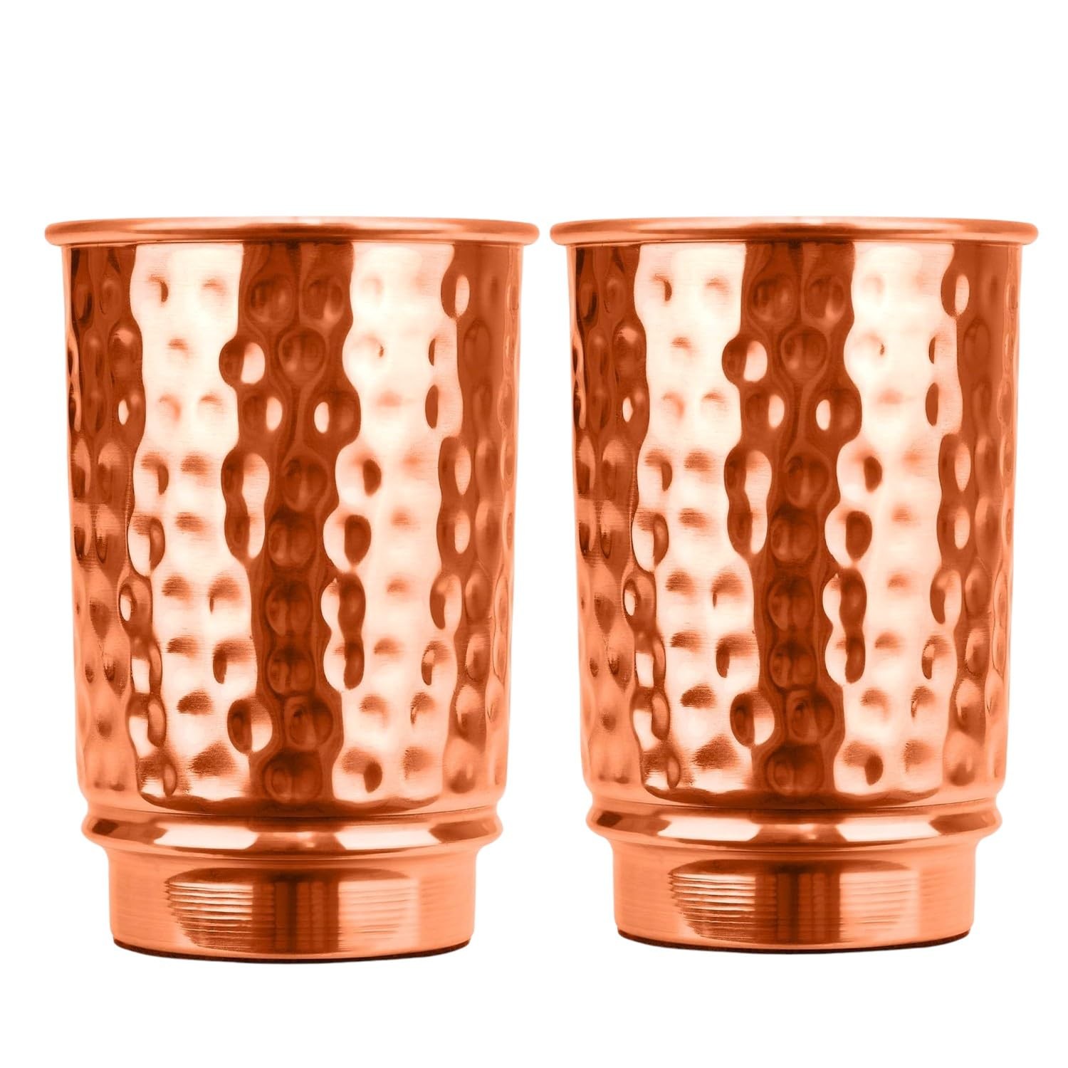 Pure Copper Drinking Cups - Ayurvedic Health Copper Hammered 2 pcs. set