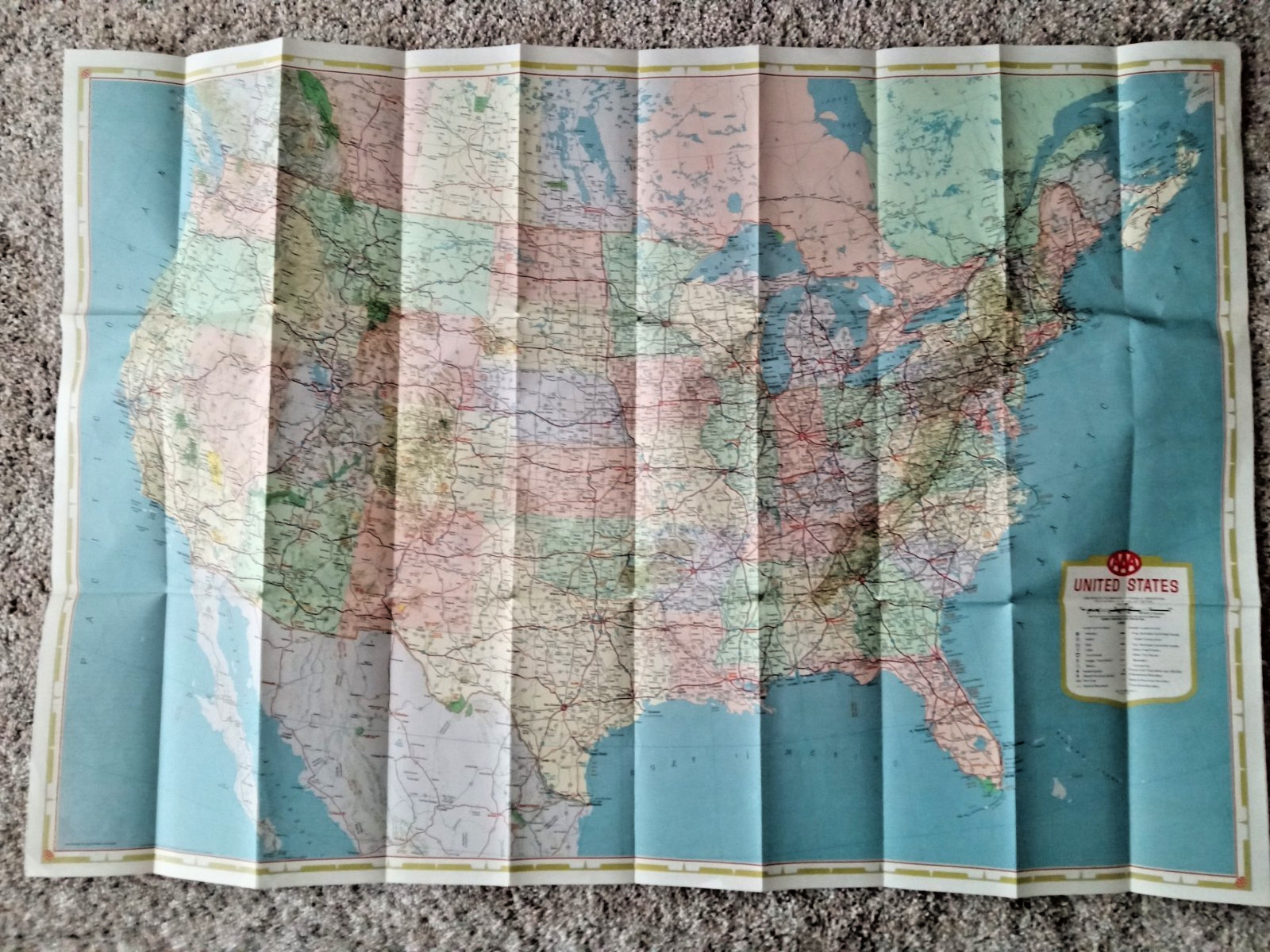 United States Official Triple AAA Travel Road Map Vintage 1977 Double-Sided USA