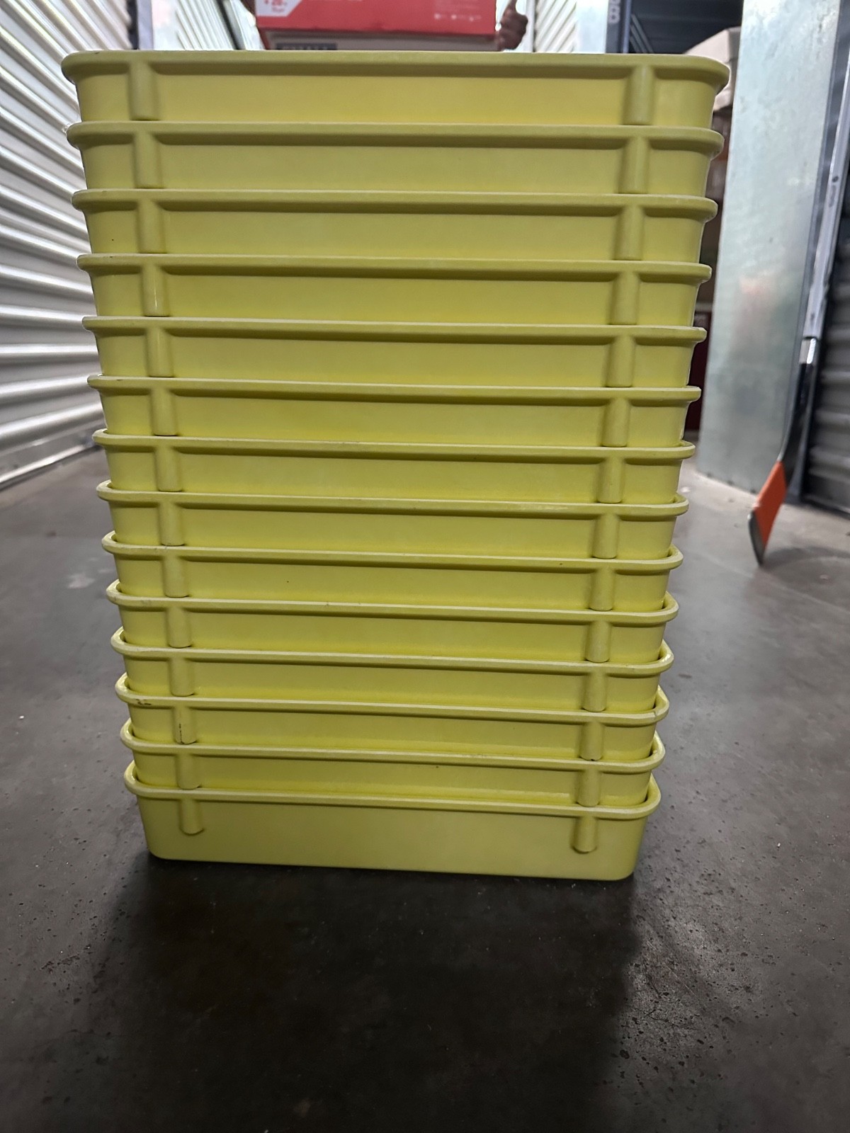 Nest and Stack Tote, 12x2x10 grey/yellow, new 30 available