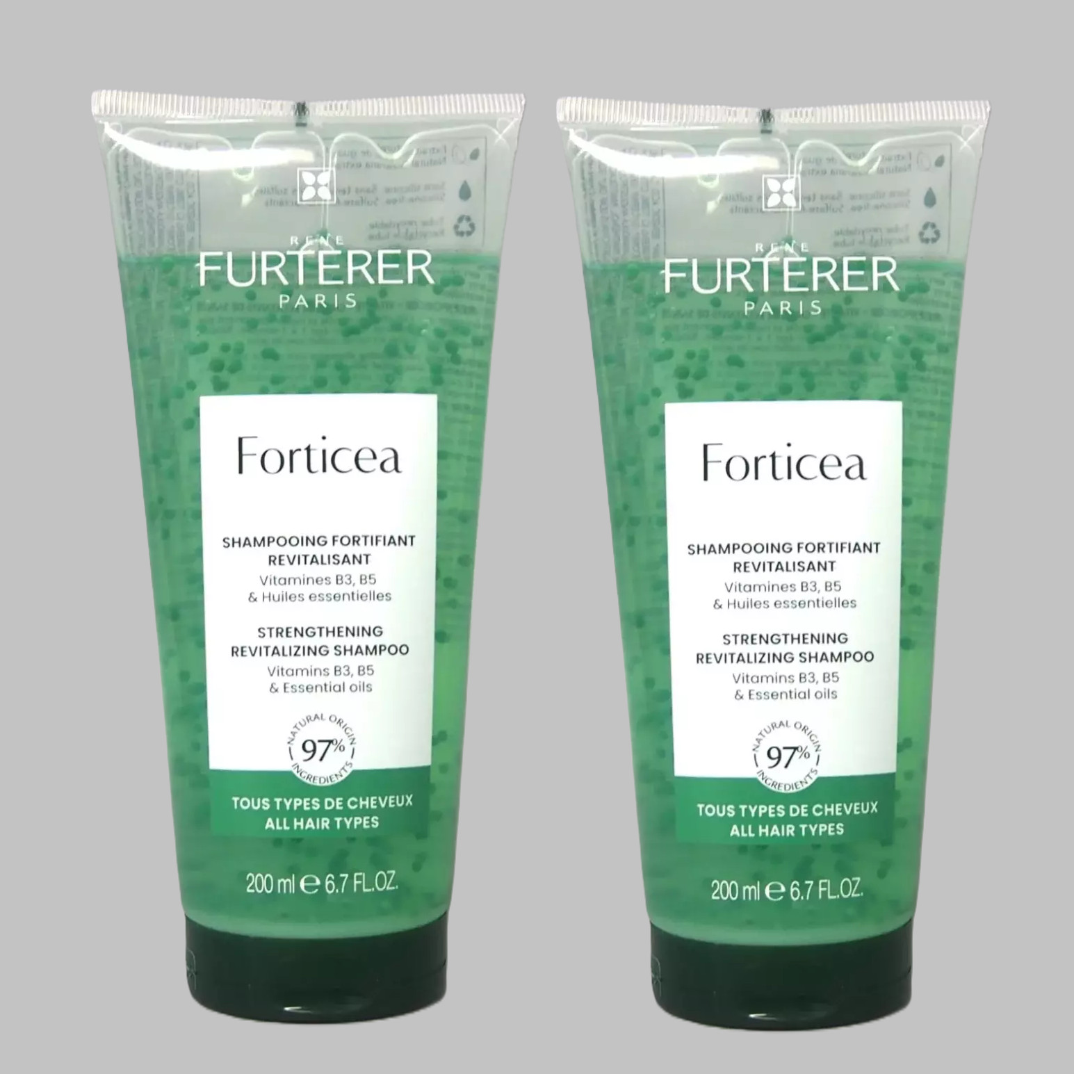 2 Pack  Rene Furterer Forticea Energizing Shampoo 200ml /6.7oz