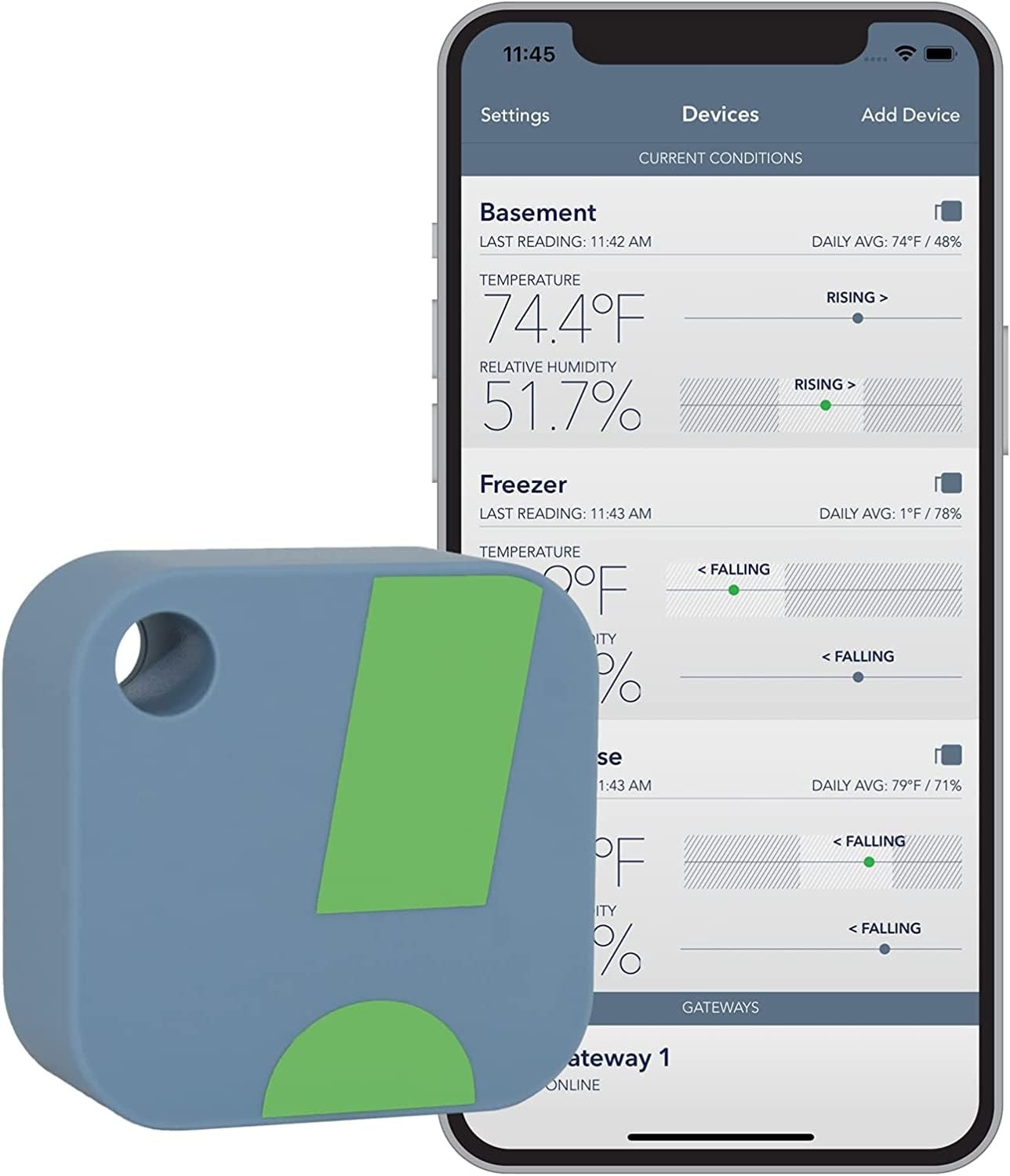 SensorPush HT1 Smart Temperature Sensor & Humidity - 1 Pack, Blue