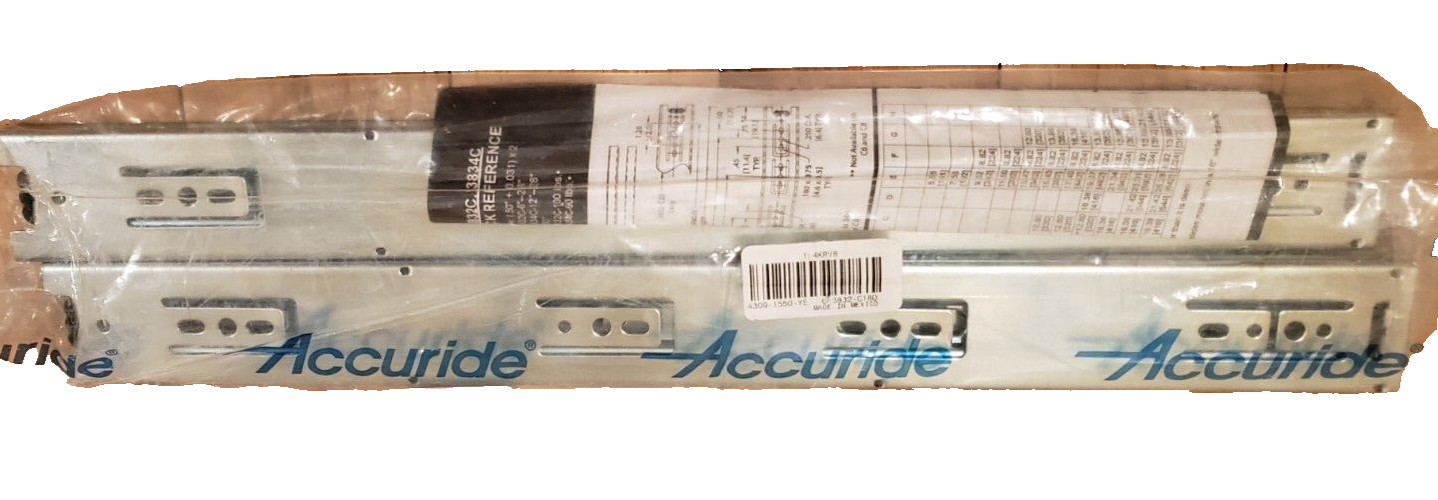 (Lot of 2) 16'' ACCURIDE C3832-C16D Heavy Duty Drawer Slide Track Rail 100-lb