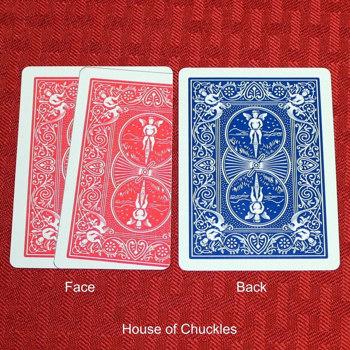 Red Backs Overlapping, Bicycle Printed Gaff Card, Blue
