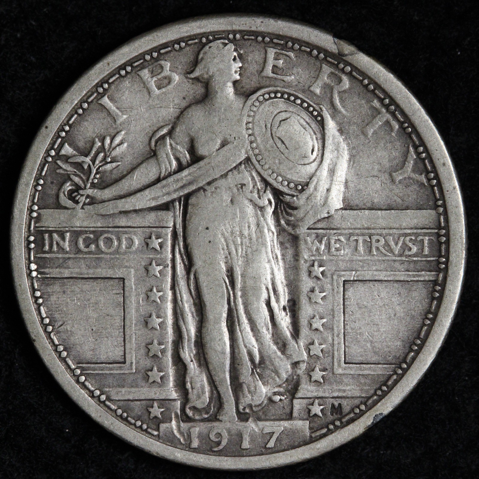 1917 TYPE 1 Standing Liberty Silver Quarter XF E250 DIUFR