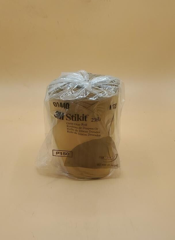 3M  STIKIT GOLD DISC ROLL 01440 6 INCH P150 150 GRIT 175 DISCS PER ROLL PAPER