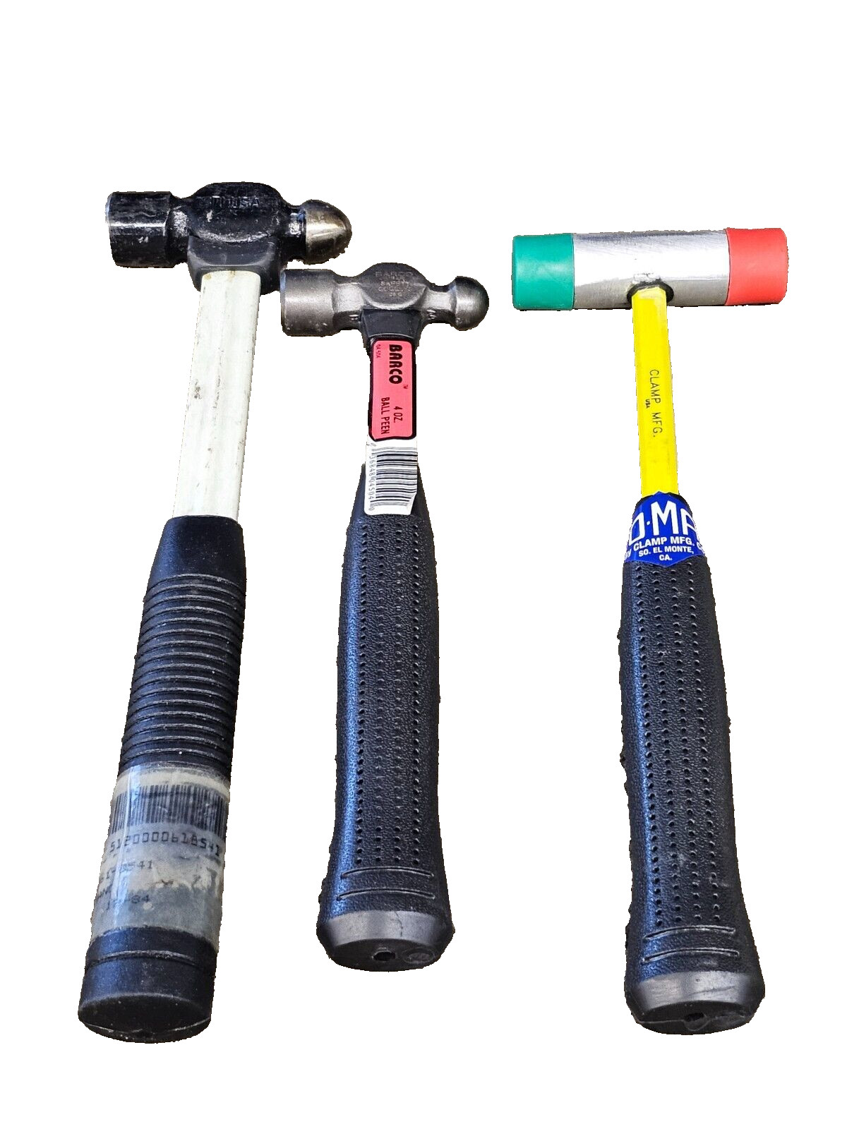 3 Barco STI Clamp No-Mar Ball Peen Pein Hammer Soft Blow Rubber 8oz 4oz