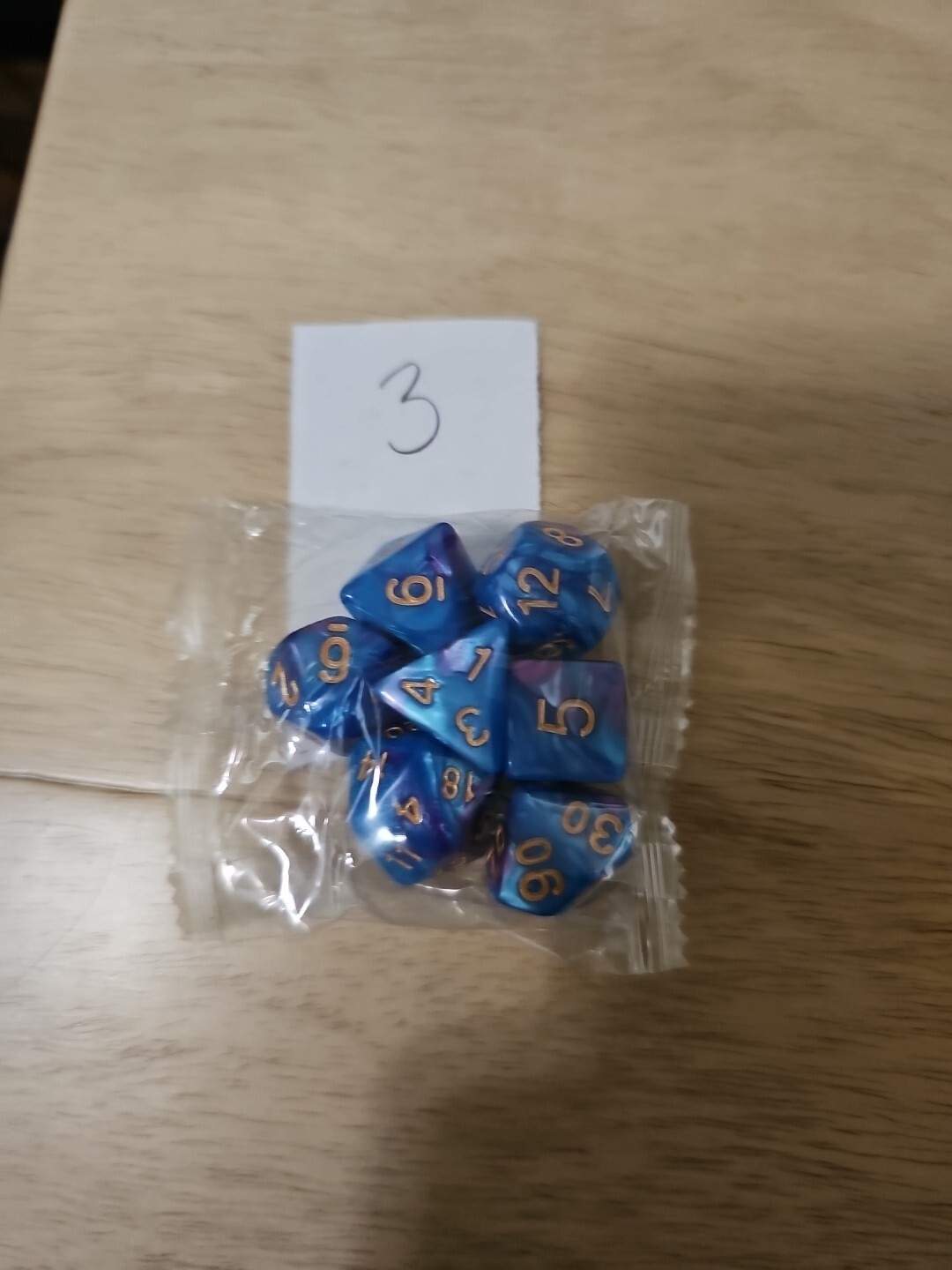7pcs Polyhedral Dice Set - Assorted Colors - D4 through D20 - DnD