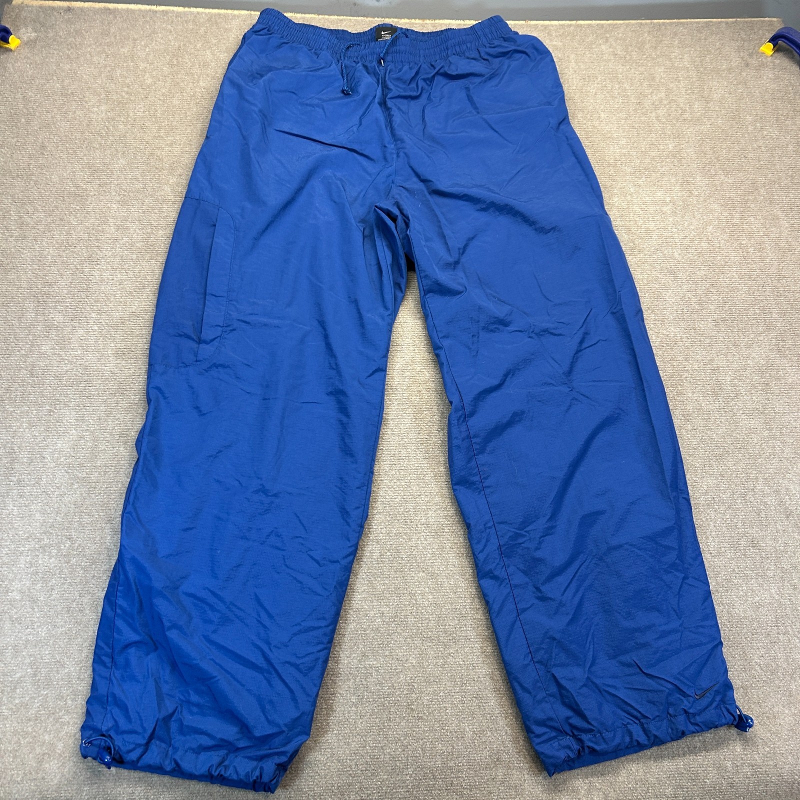 Vintage Nike Track Pants Mens XL Nylon Royal Blue Lined Ankle Cinch Football 31"