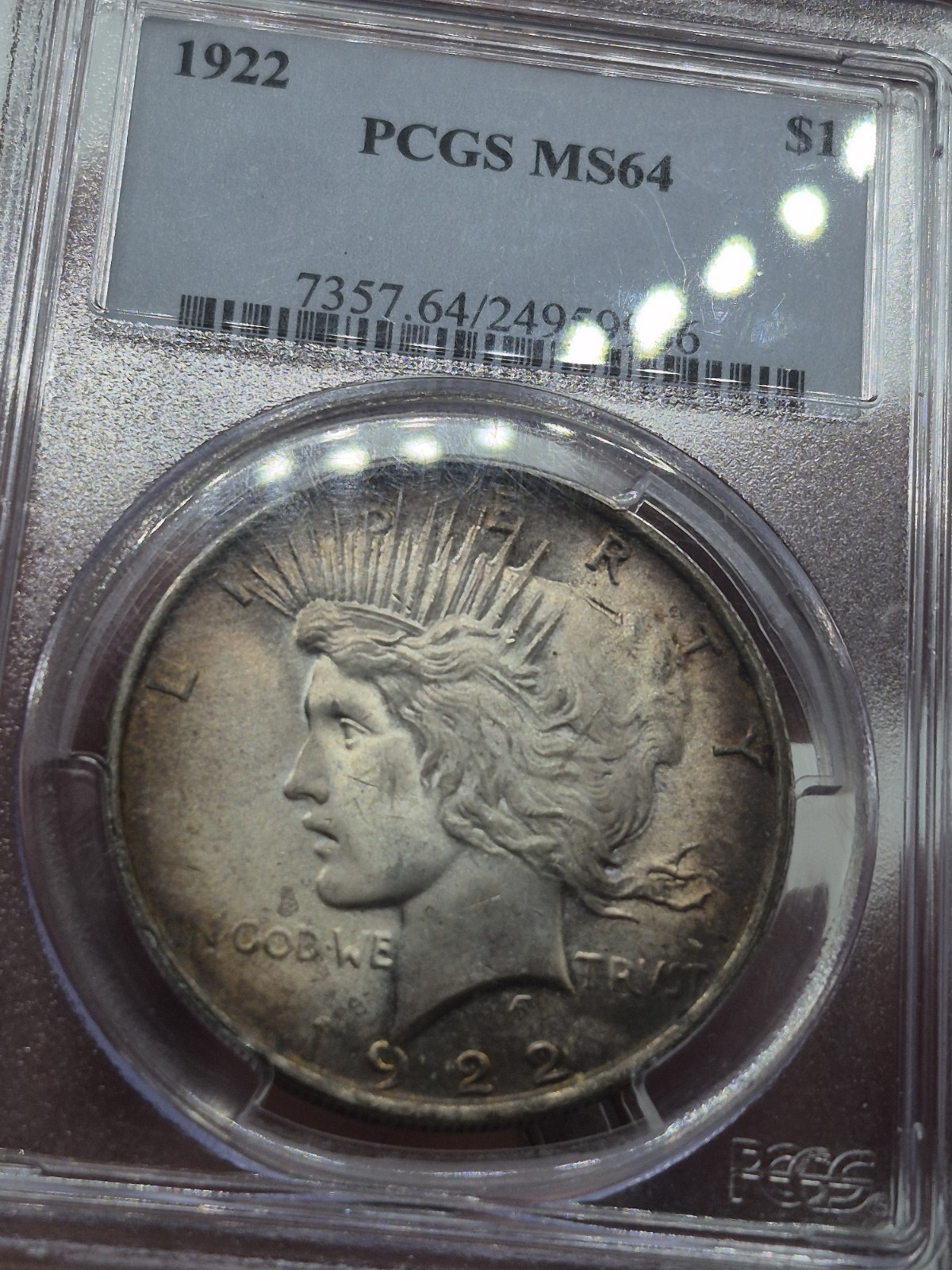🇺🇸  1922 Peace Silver Dollar MS64 PCGS Old Holder OGH – Beautiful Toning