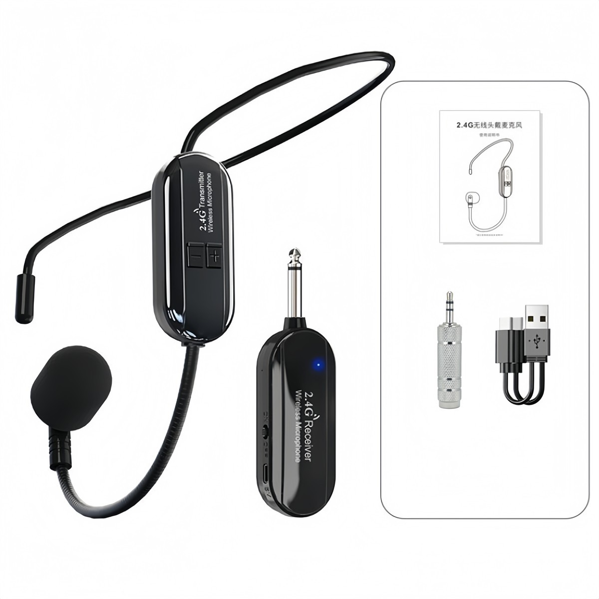 for 2.4G Wireless Microphone Headset 160FT Range Mic For Teach Outdoor Speech