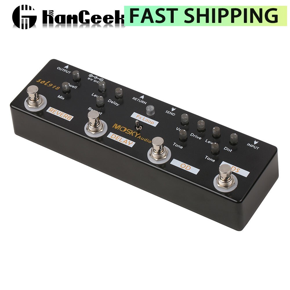 MOSKYAudio SOL918 5-IN-1 Multi-effects Pedal Reverb/Delay/FX Loop/Overdrive