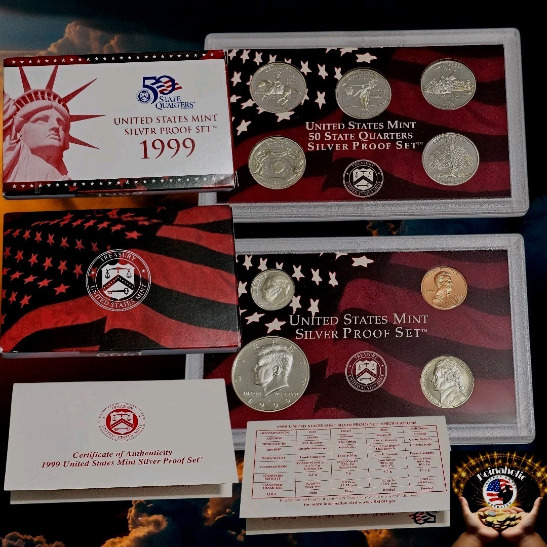 1999 S SILVER Proof Set in Original Box with COA, From Storage "FIRST IN SERIES"