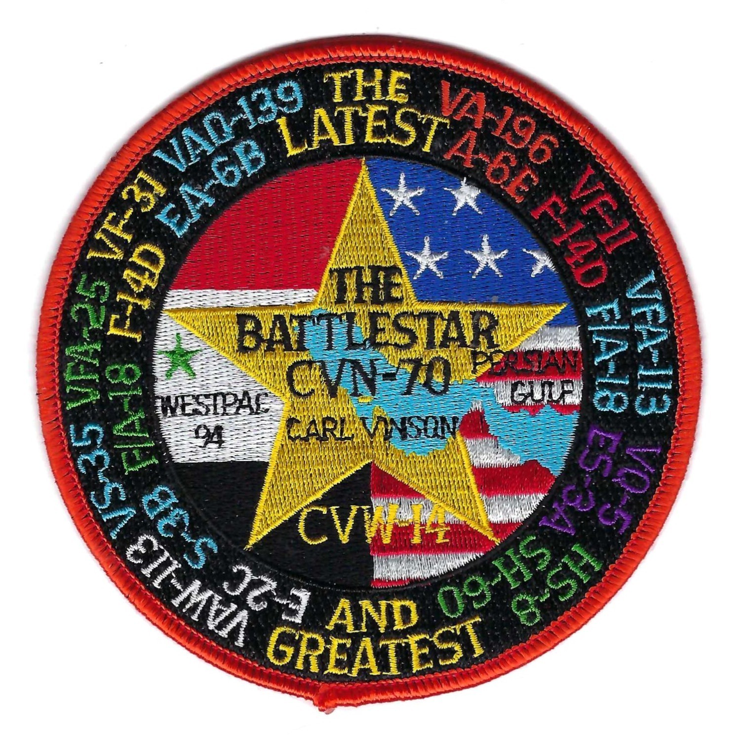 ORIGINAL 90's CVN-70 USS C. VINSON WESTPAC 94 patch