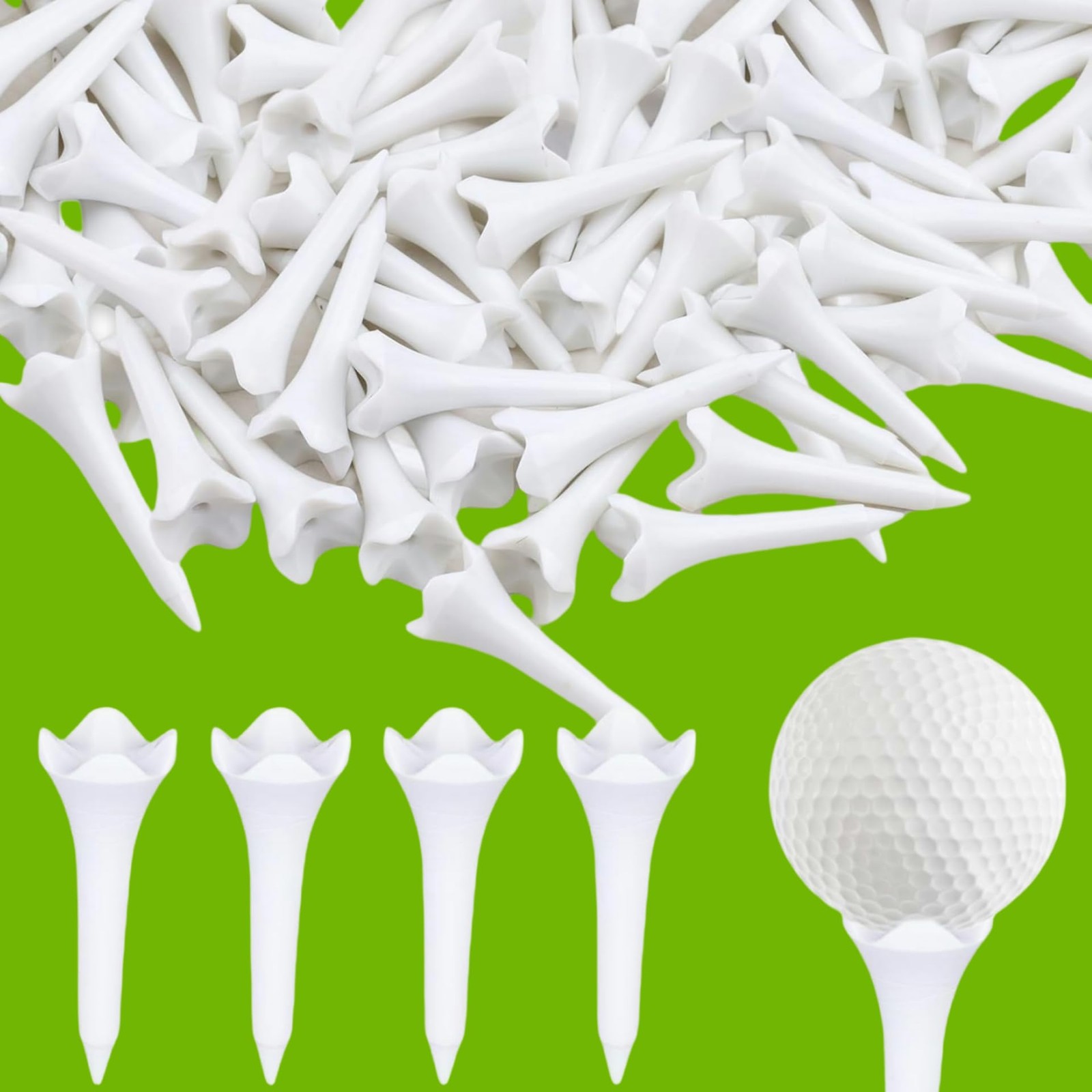 Fampery 30PCS Plastic Golf Tees - 1-1/2‘’ Short - Enhanced white