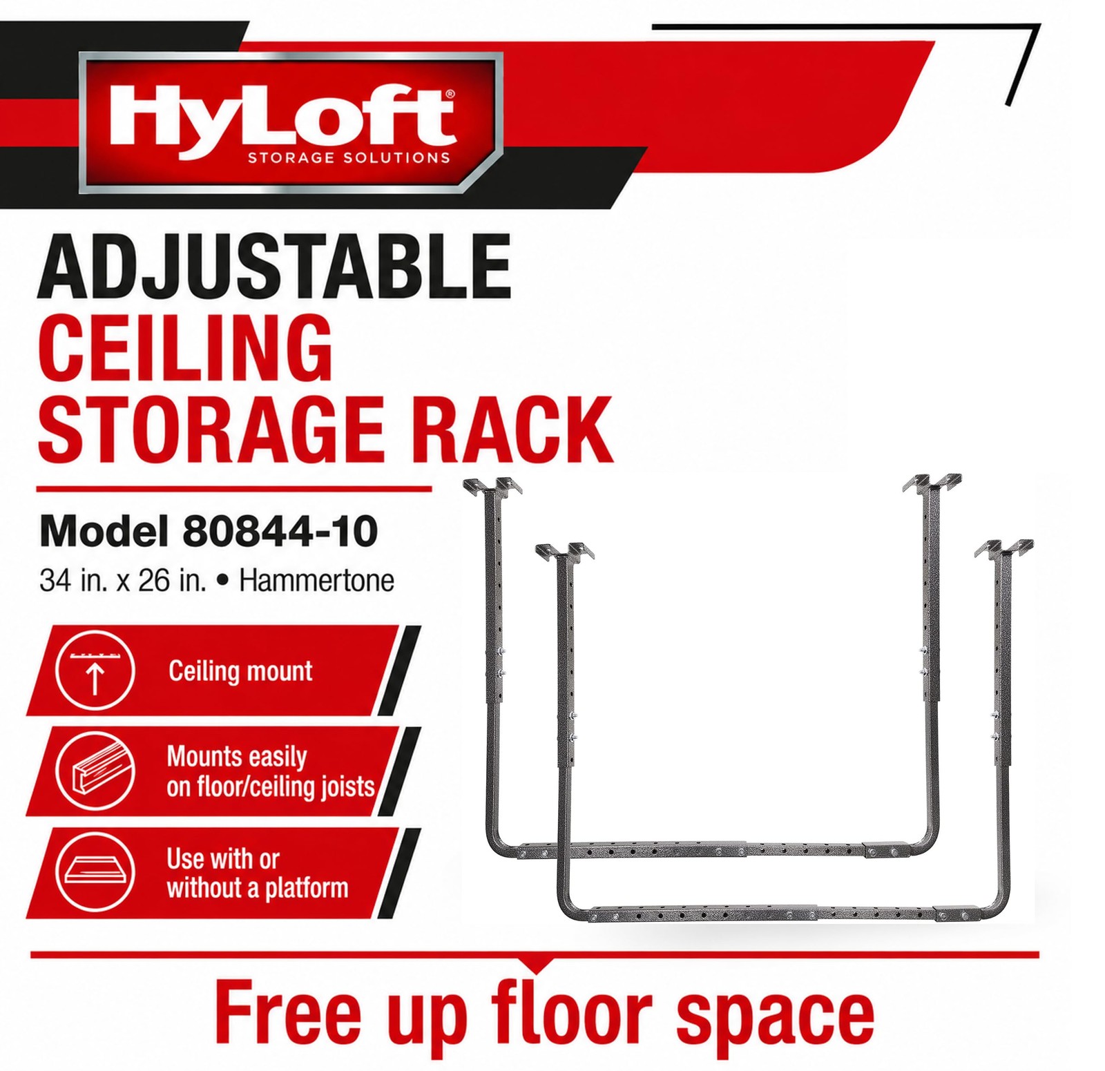 Adjustable Garage Ceiling Mount Storage Rack Kit, Ceiling Shelving Mounts, 34...