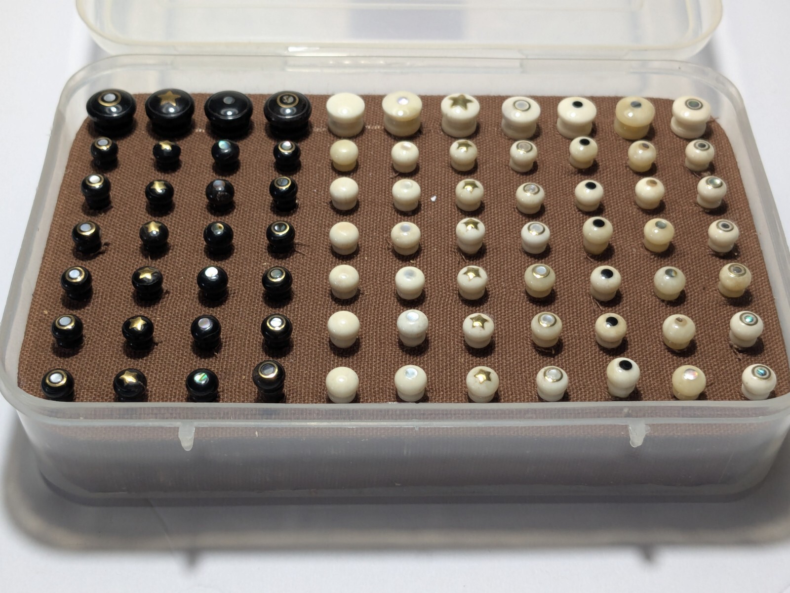 Bone & Ebony Bridge Pin Sets (11 sets) w End Pins 3 deg. taper UNIQUE