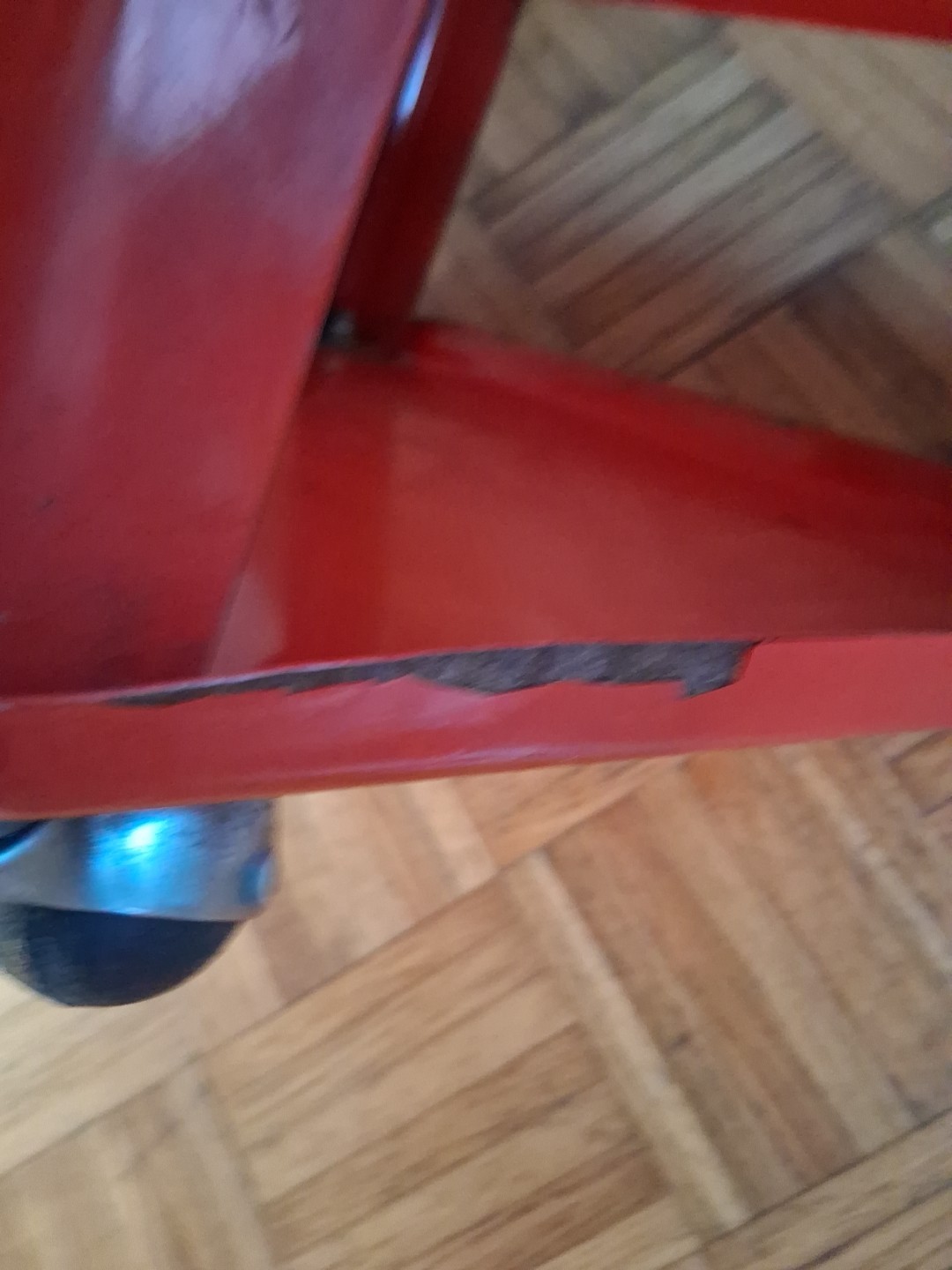 Vintage Mechanics Rolling Seat Red Triangle On Wheels