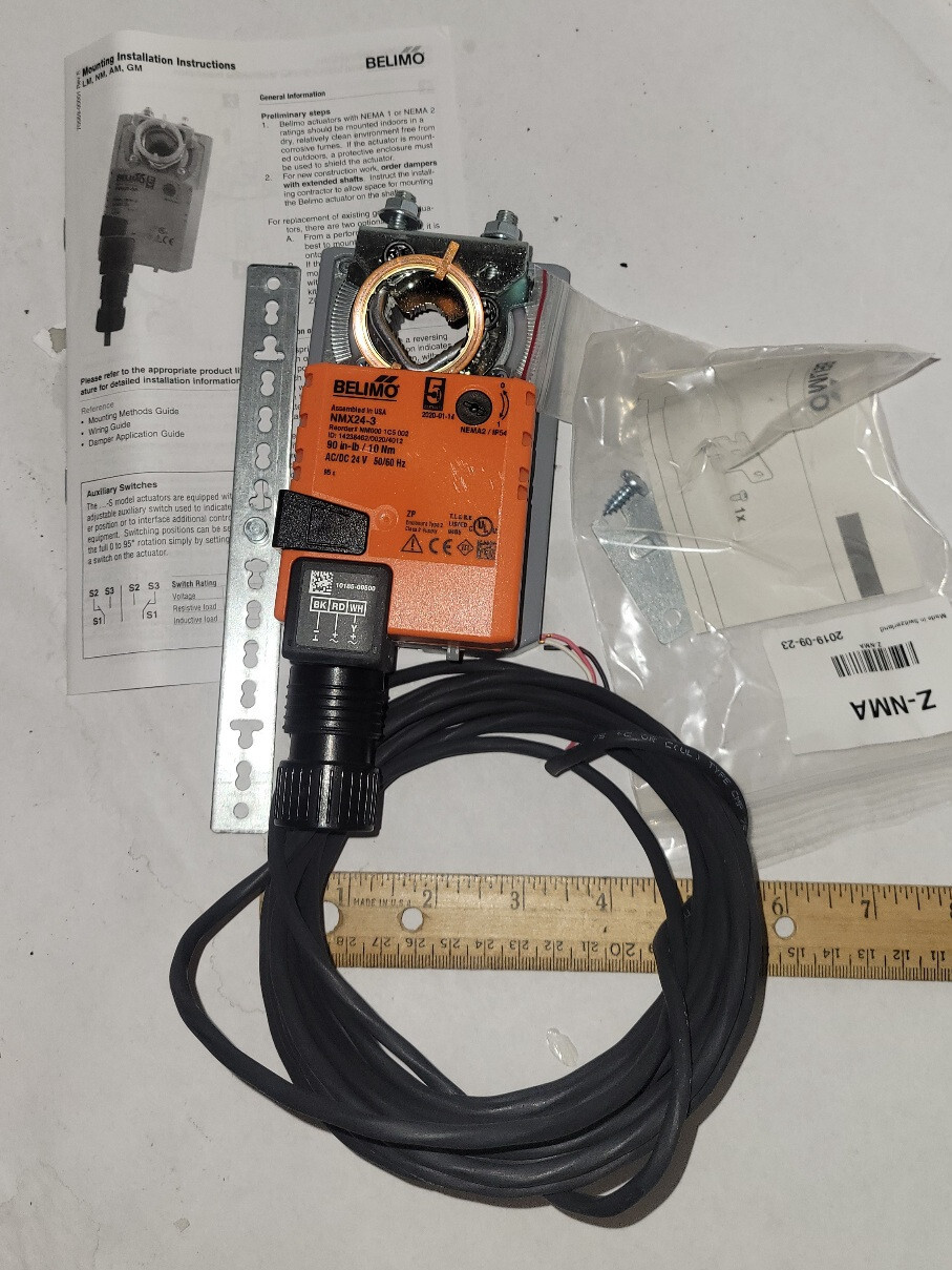 Belimo Actuator NMX24-3 : Non-Spring Return Damper, 24VAC/DC, 90 in-lb, On/Off