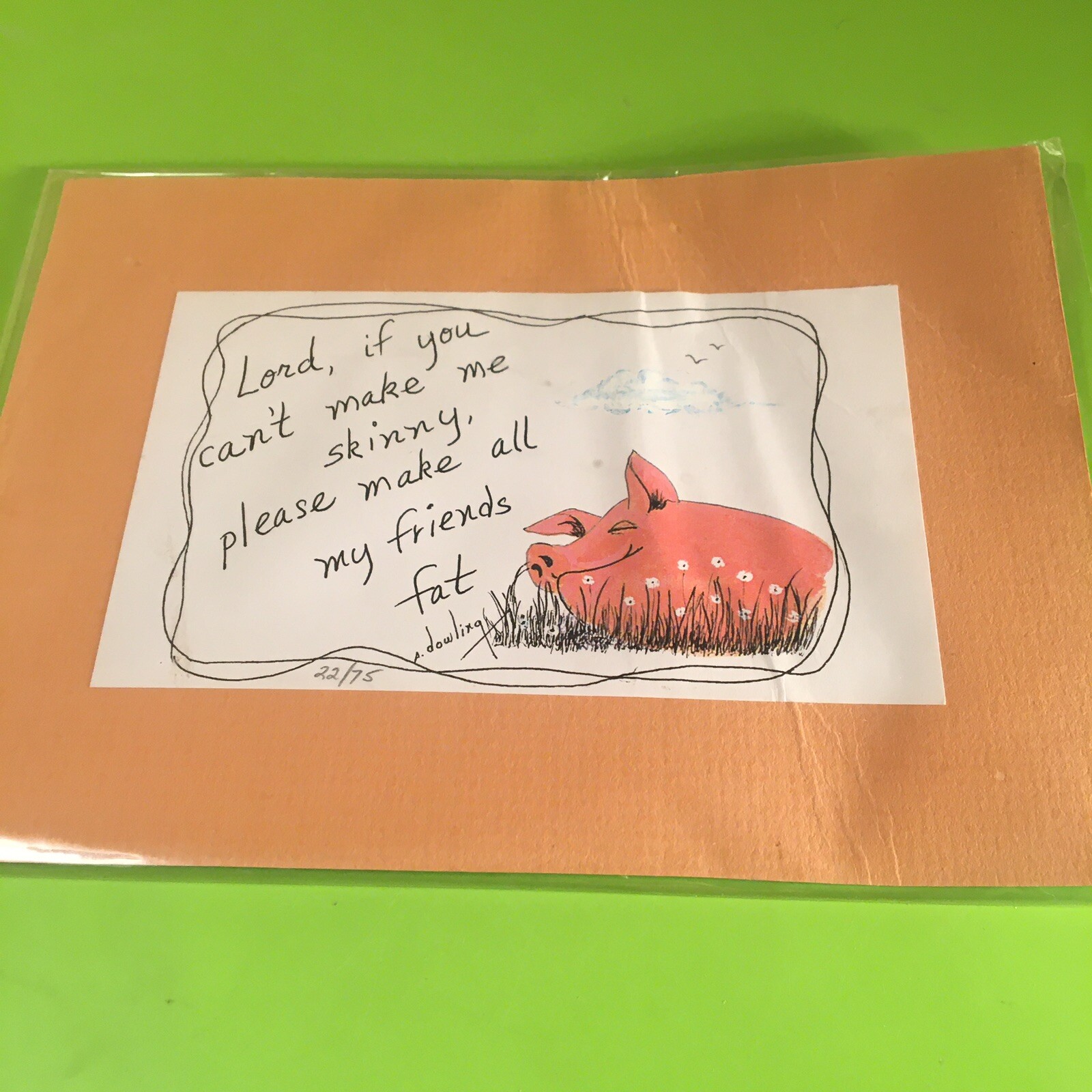 “Lord, If You Can’t Make Me Skinny, Please Make All My Friends Fat” Art with Pig