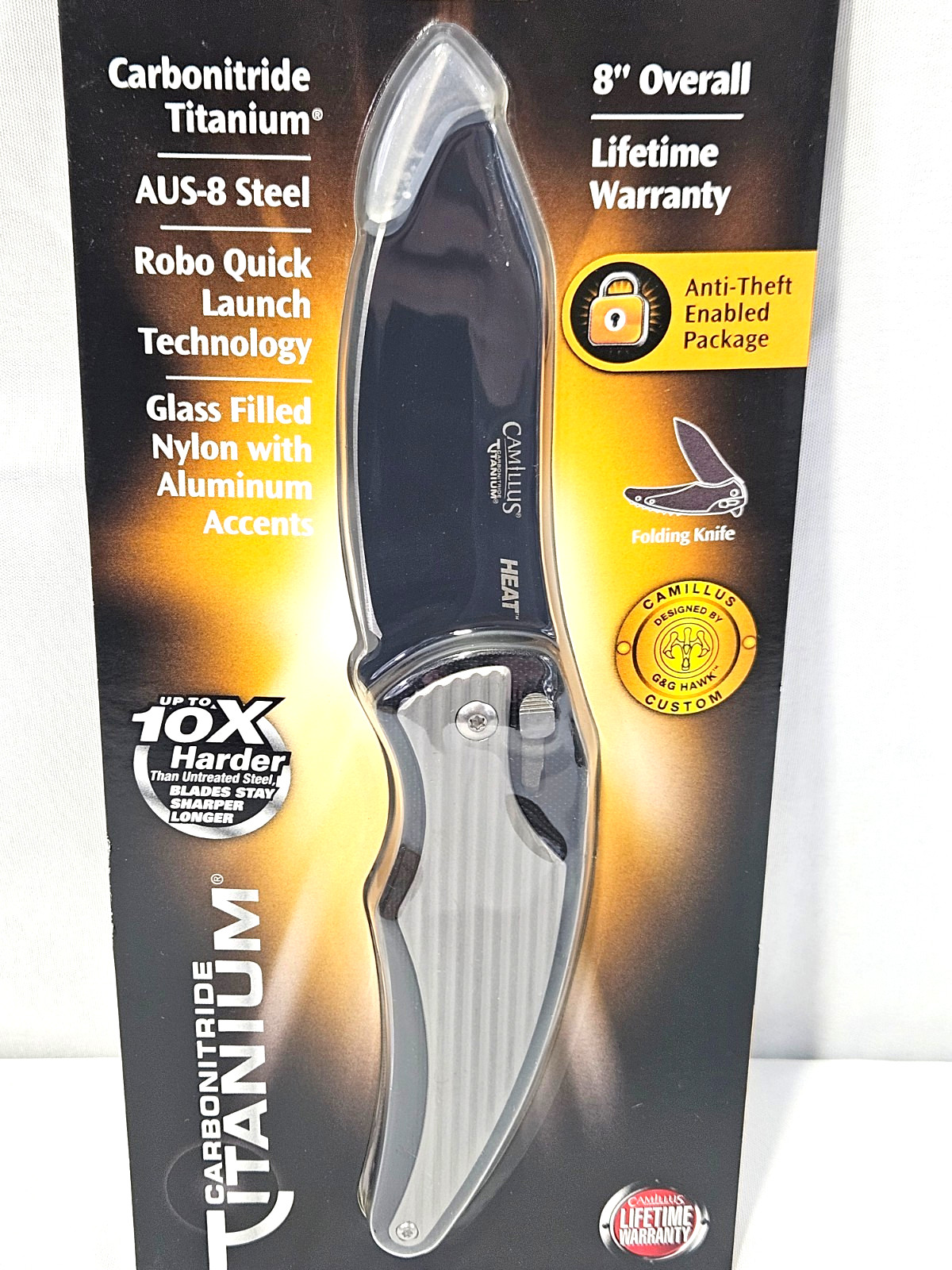 Camillus Heat Folding Drop Point Knife, Silver - CAM-19167