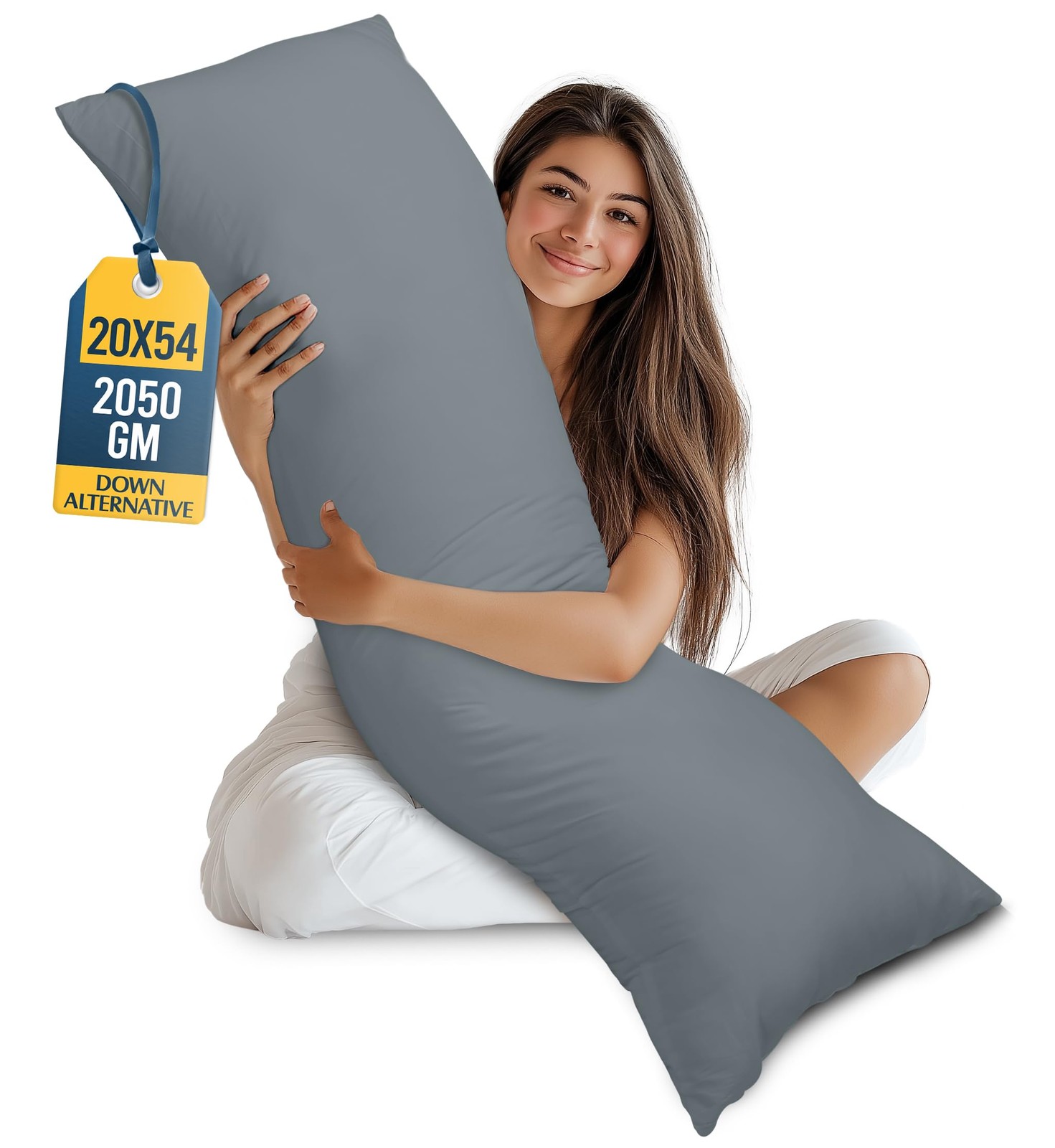 Full Body Pillow 20x54 Inch Grey Long Plush Support Pregnancy Pillow For Slee...