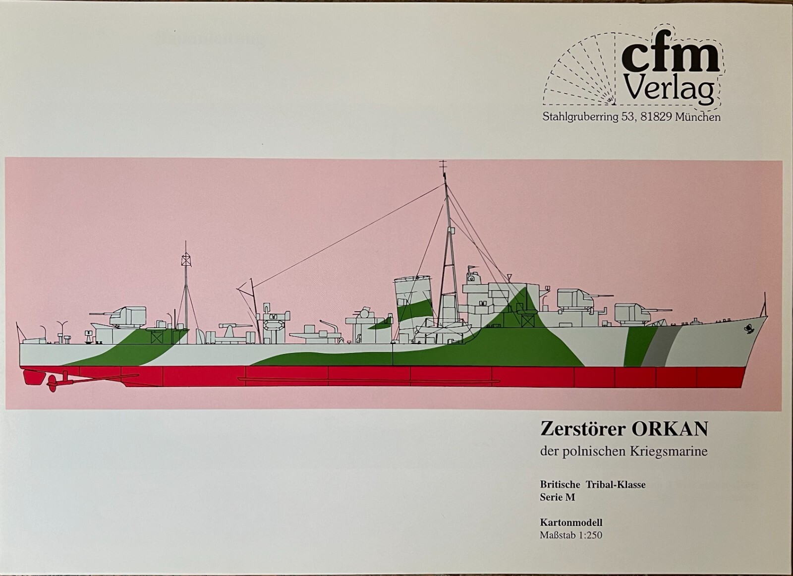 CMF Verlag card model kit of the Polish destroyer ORKAN