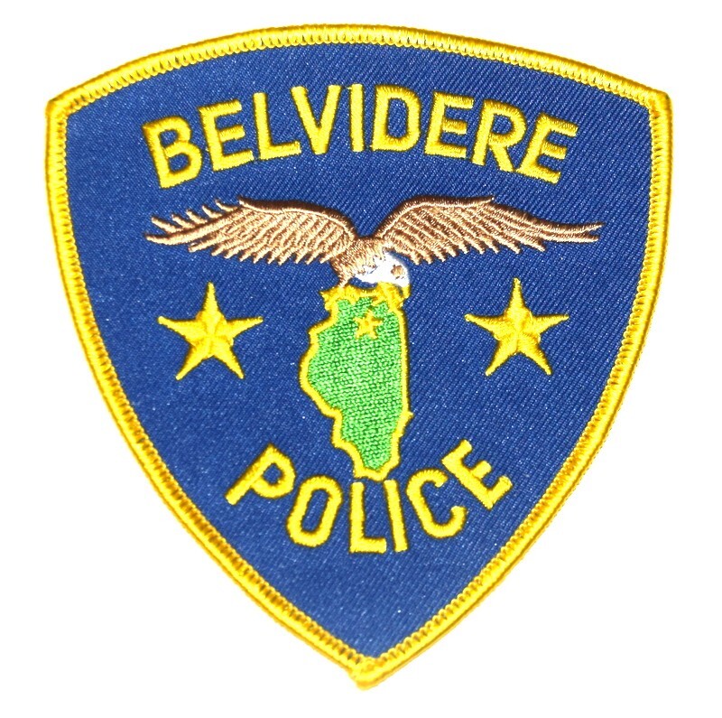 BELVIDERE ILLINOIS IL Sheriff Police Patch STATE SHAPE OUTLINE CITY STAR FLYING