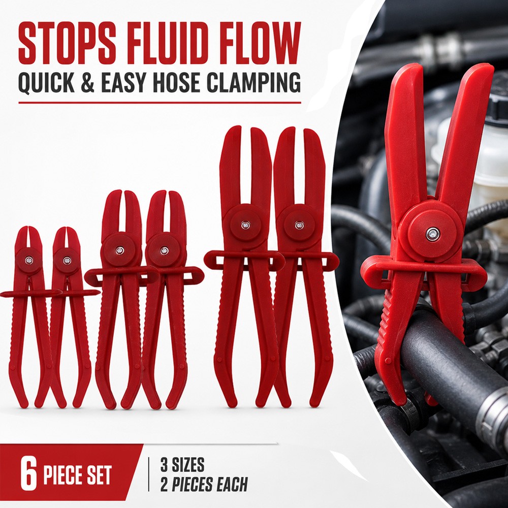 Fuel Water Brake Line Pipe Pinch Off Pliers Flexible Hose Clamp Kit Tool 6Pack