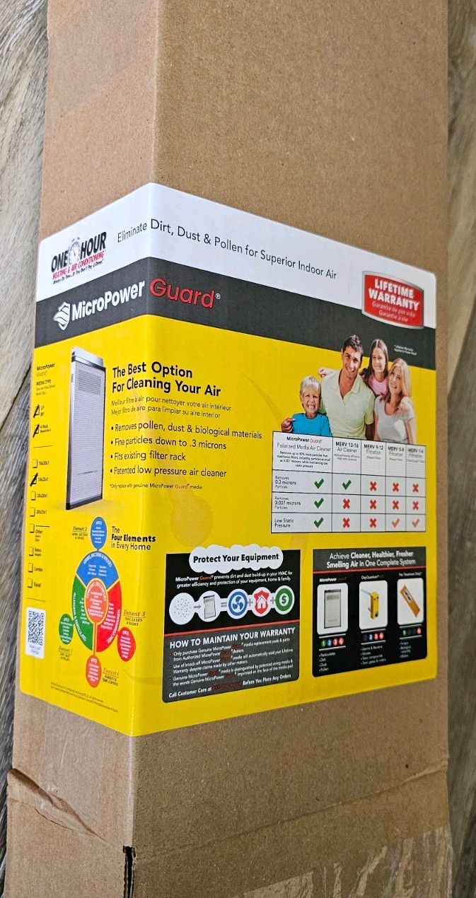 ​MicroPower Guard Electronic Air Cleaner 24V Polarized Media Filter HVAC