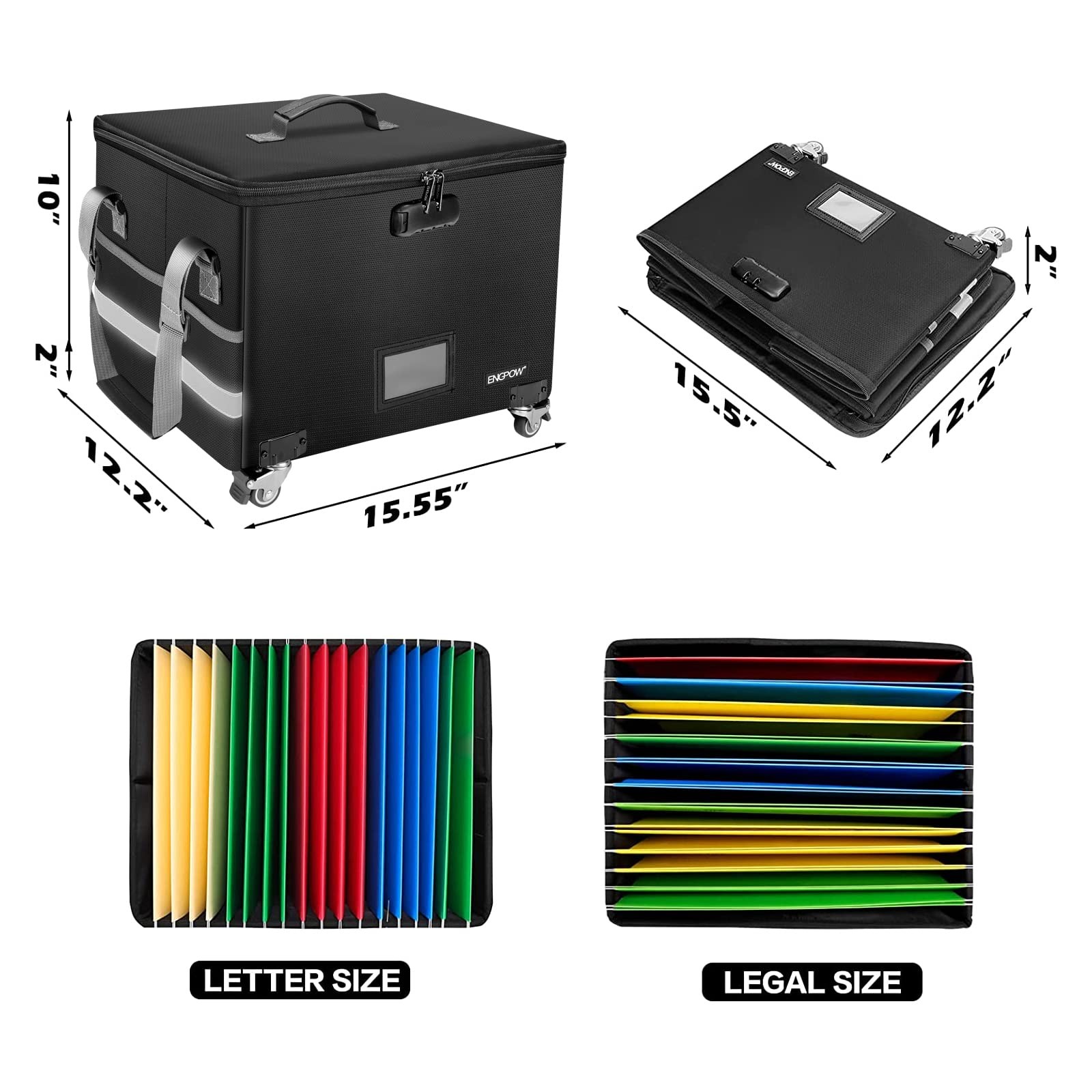 File Box With Wheels Fireproof Document Box With Lockcollapsible Rolling File St