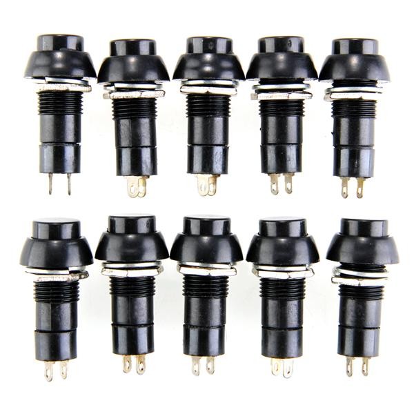 10x On/Off Push Button Switch Bolt-On Black Locking/Latching Car/Truck/Boat 12V