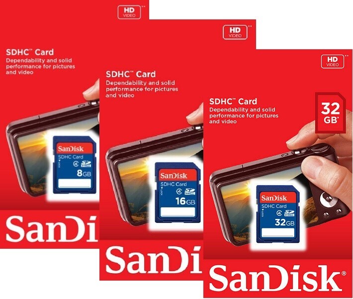 SanDisk 8GB 16GB 32GB SD SDHC Class 4 C4 Flash Memory Card SDSDB Retail