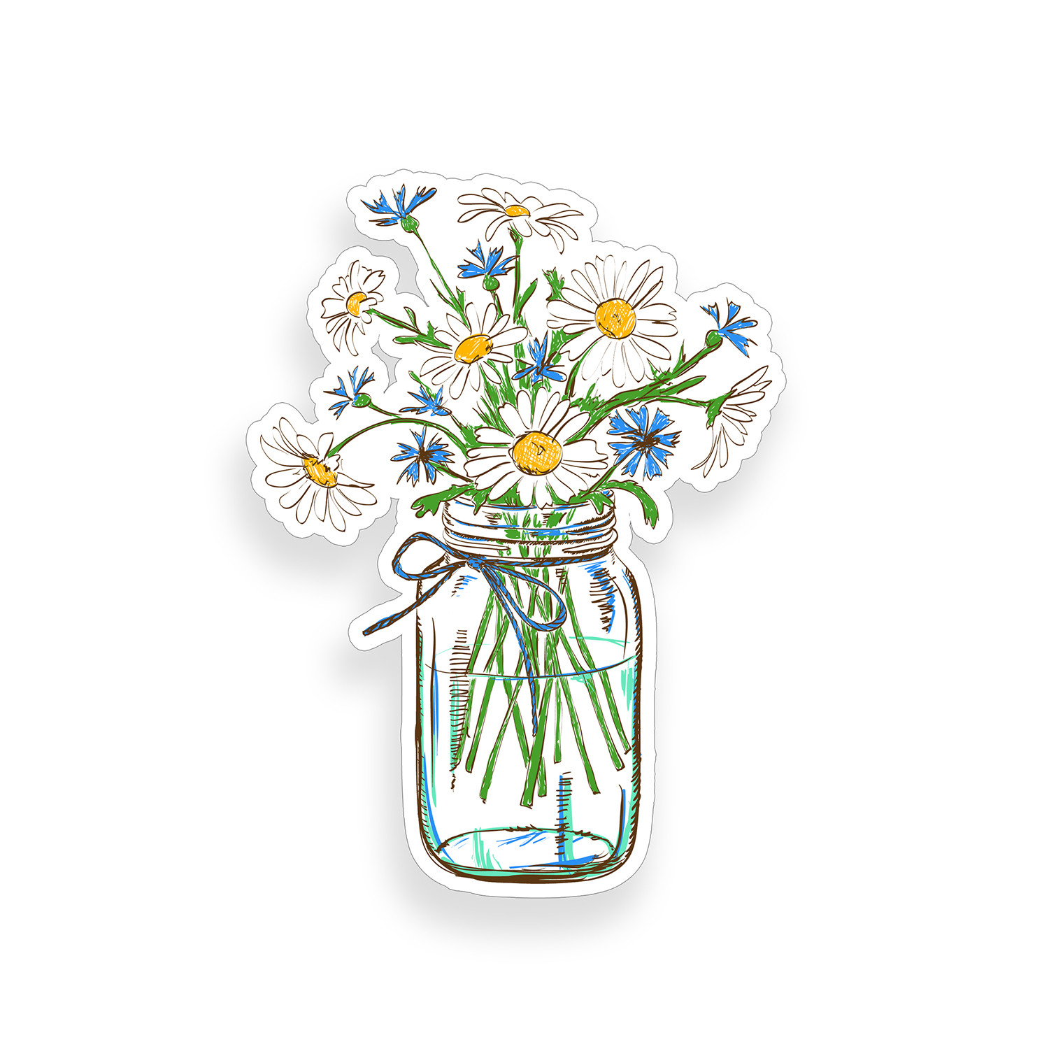 Daisy Flower Mason Jar Sticker Car Vehicle Window Bumper floral Cup Cooler Decal