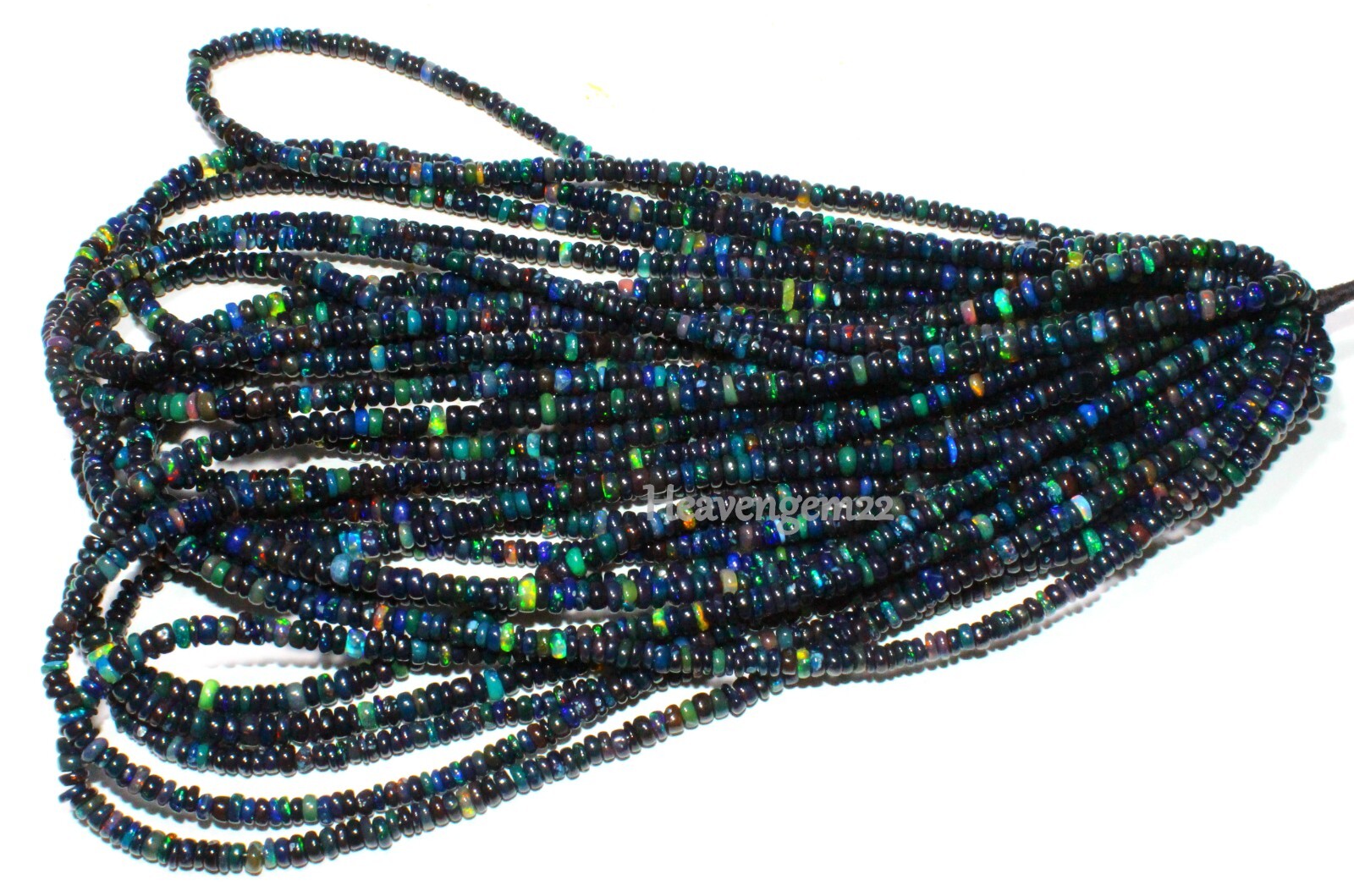 AAA Ethiopian Black Opal Smooth Rondelle Gemstone Beads Jewelry Making