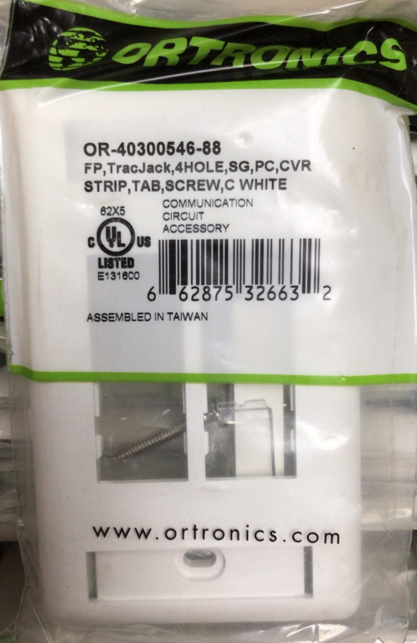 Ortronics 40300545-88 TracJack Faceplate six-port single gang plastic White