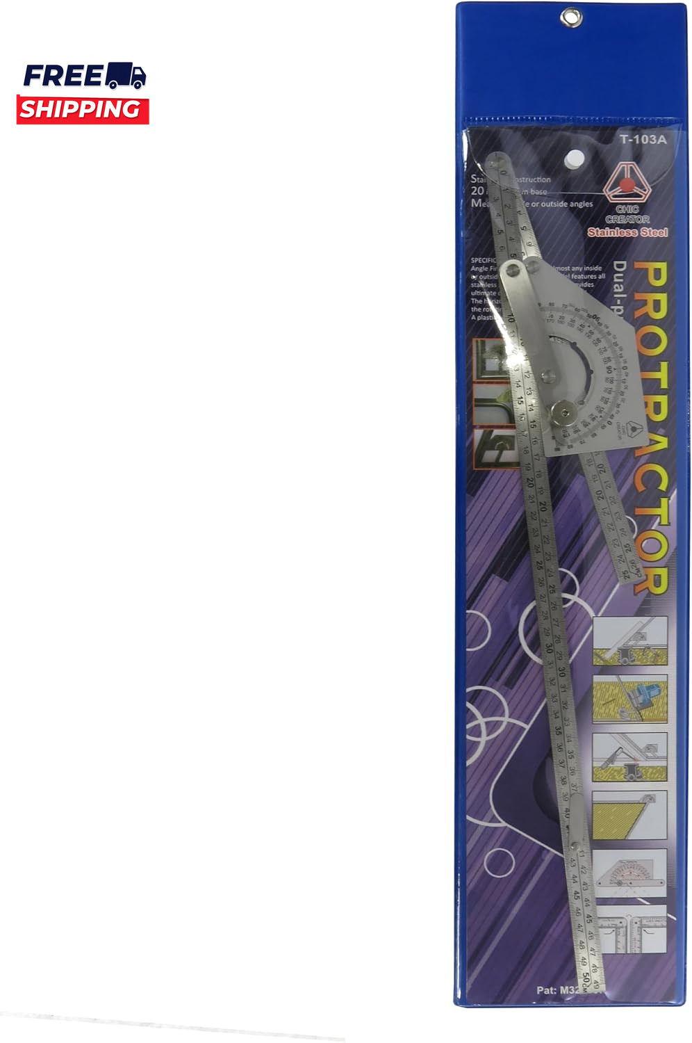 Angle Finder IV Stainless Steel Protractor 0-180 Degrees Measures inside