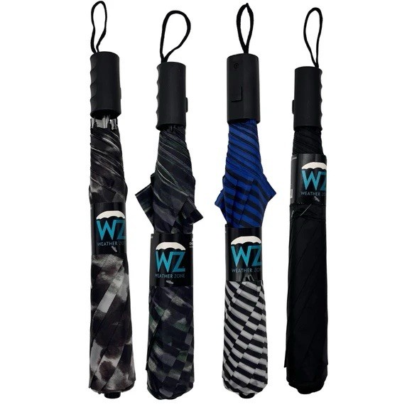 Weather Zone Men's Automatic Compact Umbrella Assorted Prints Polypropylene Han…
